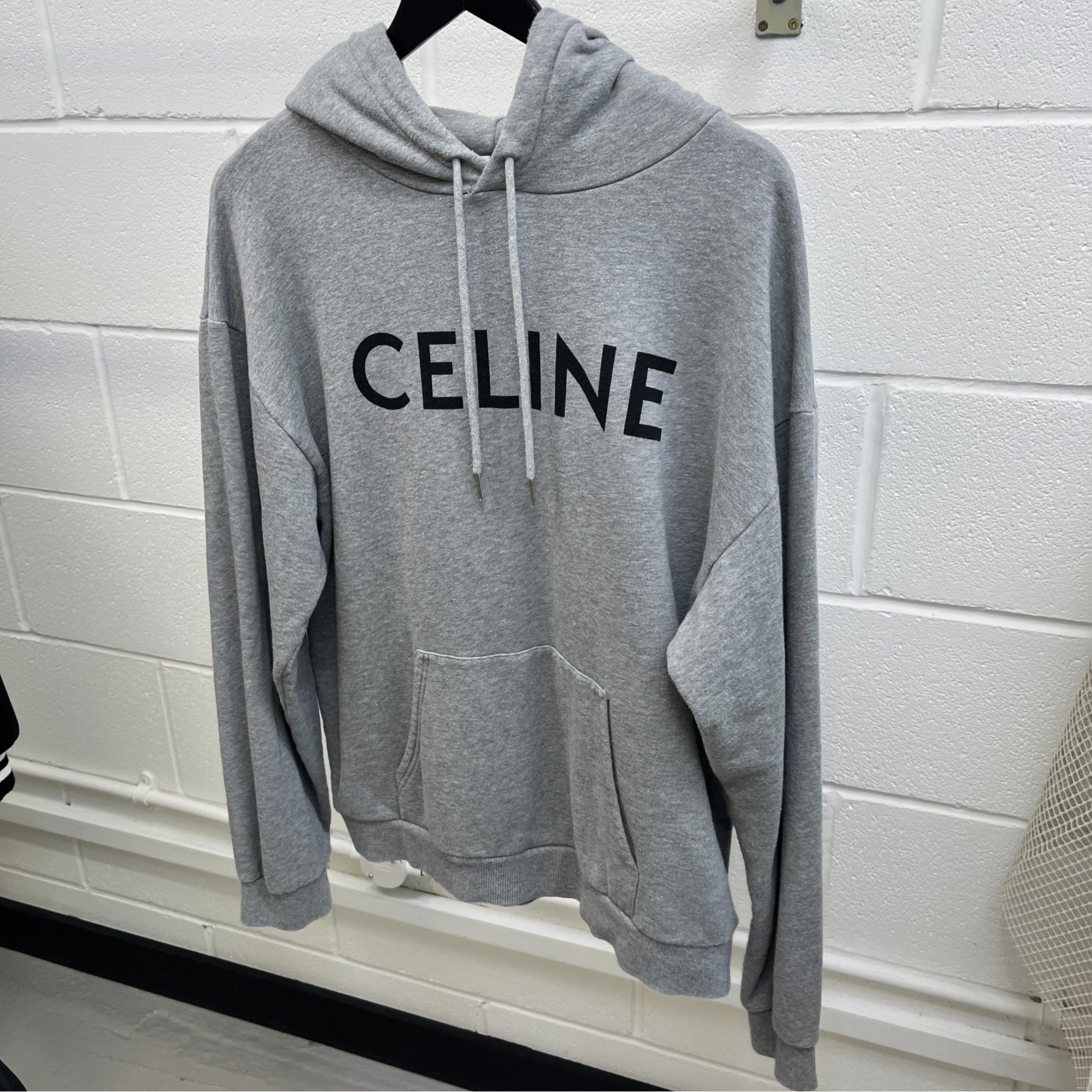 Men's Logo Print Hoodie Grey Size XL