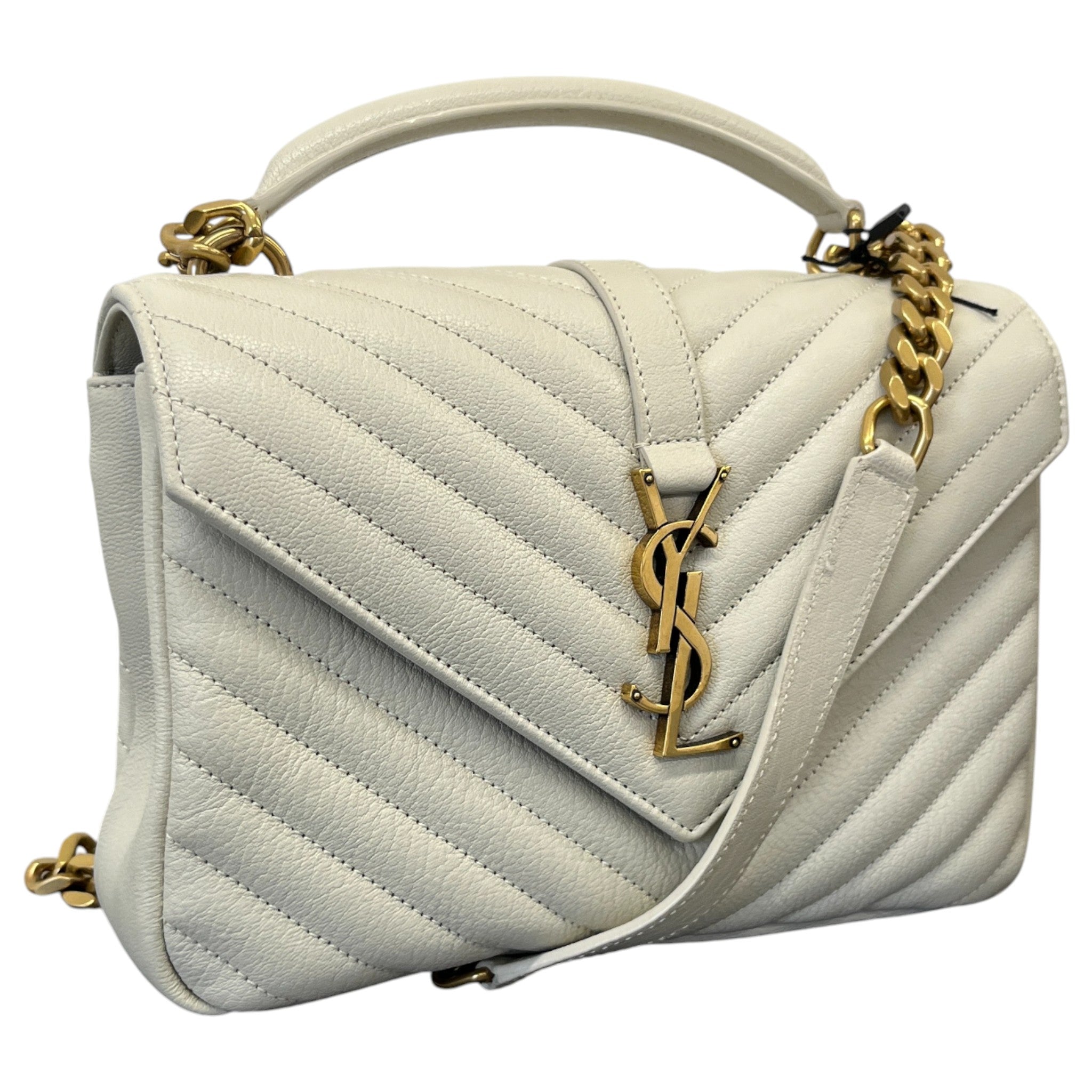 Women's College Medium Quilted Leather Handbag Beige