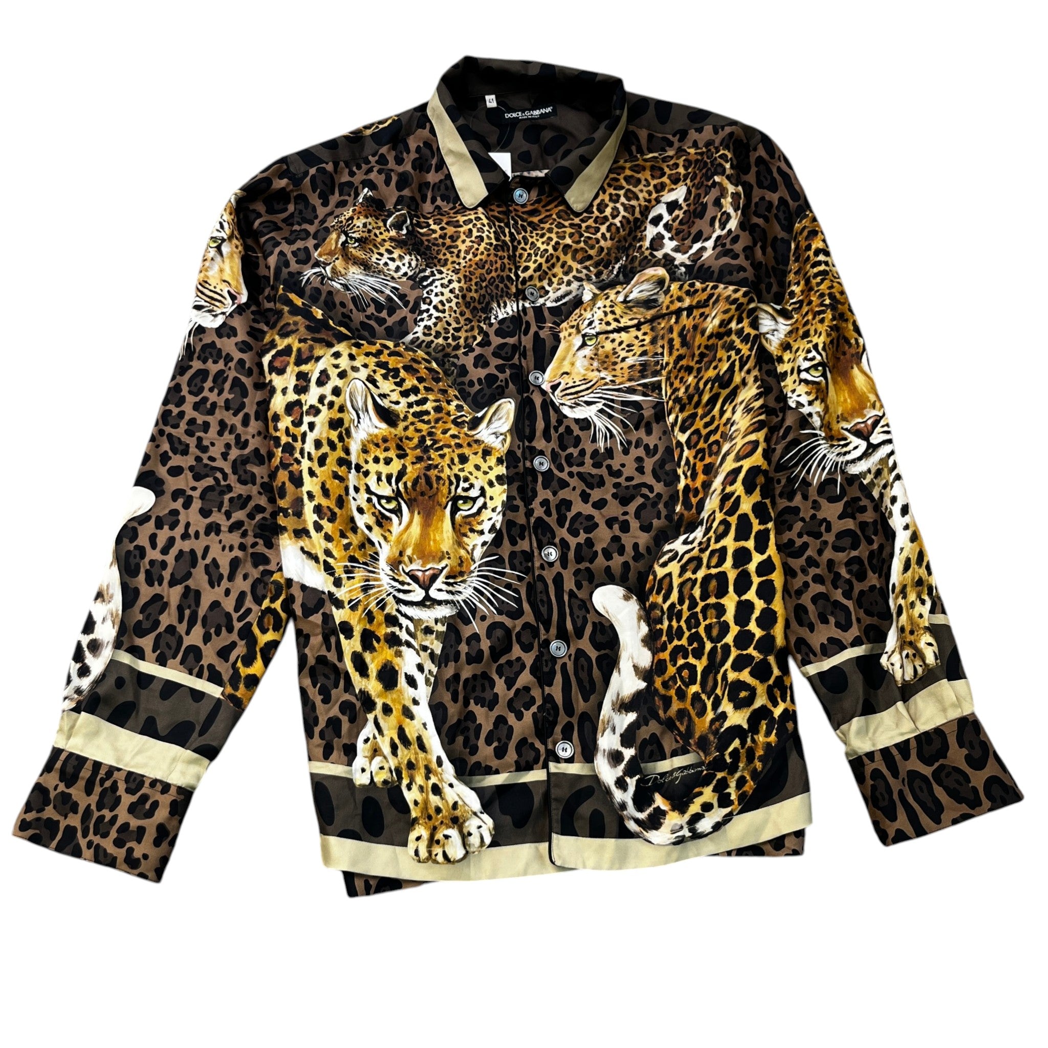 Men's Leopards Long Sleeve Shirt Brown Size L