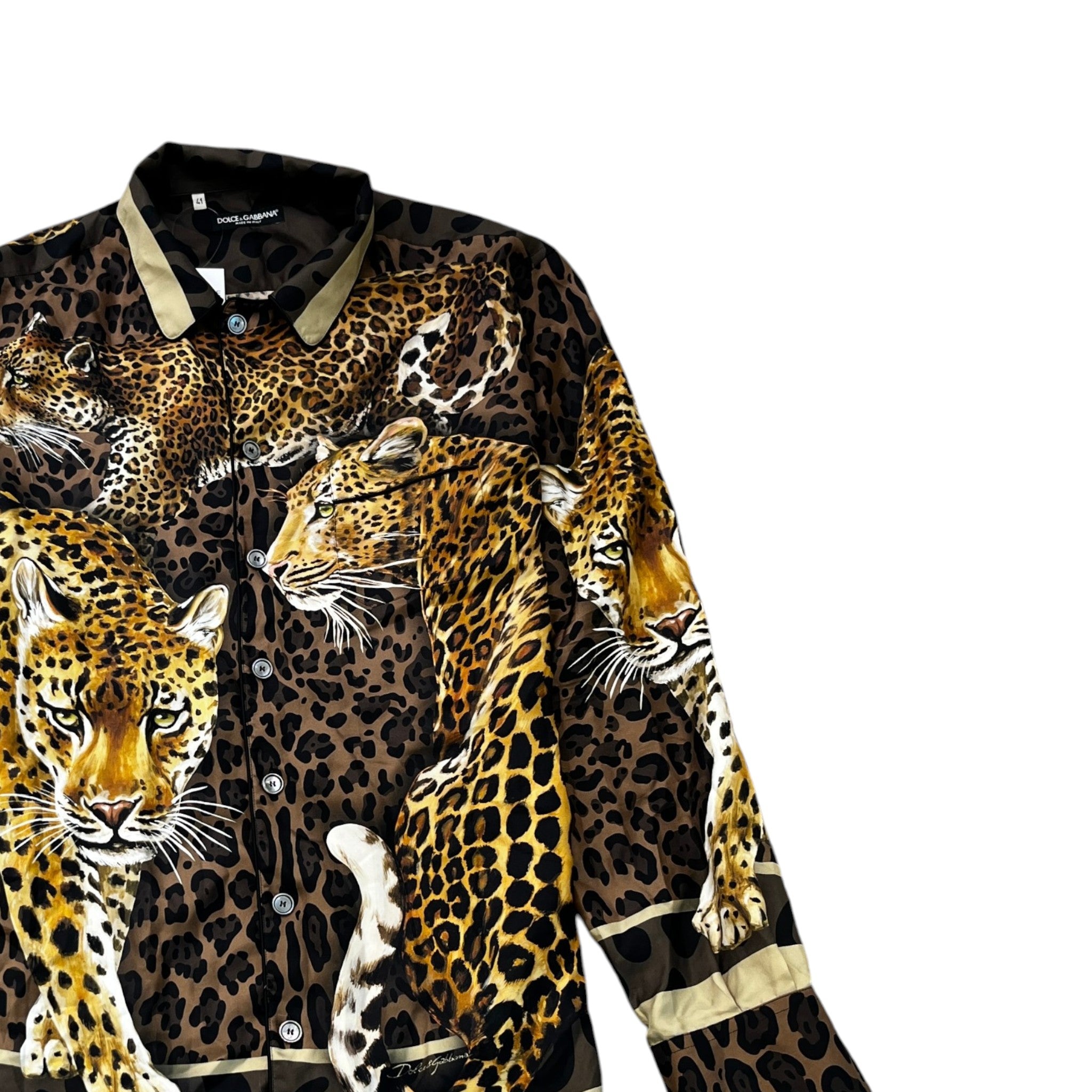 Men's Leopards Long Sleeve Shirt Brown Size L