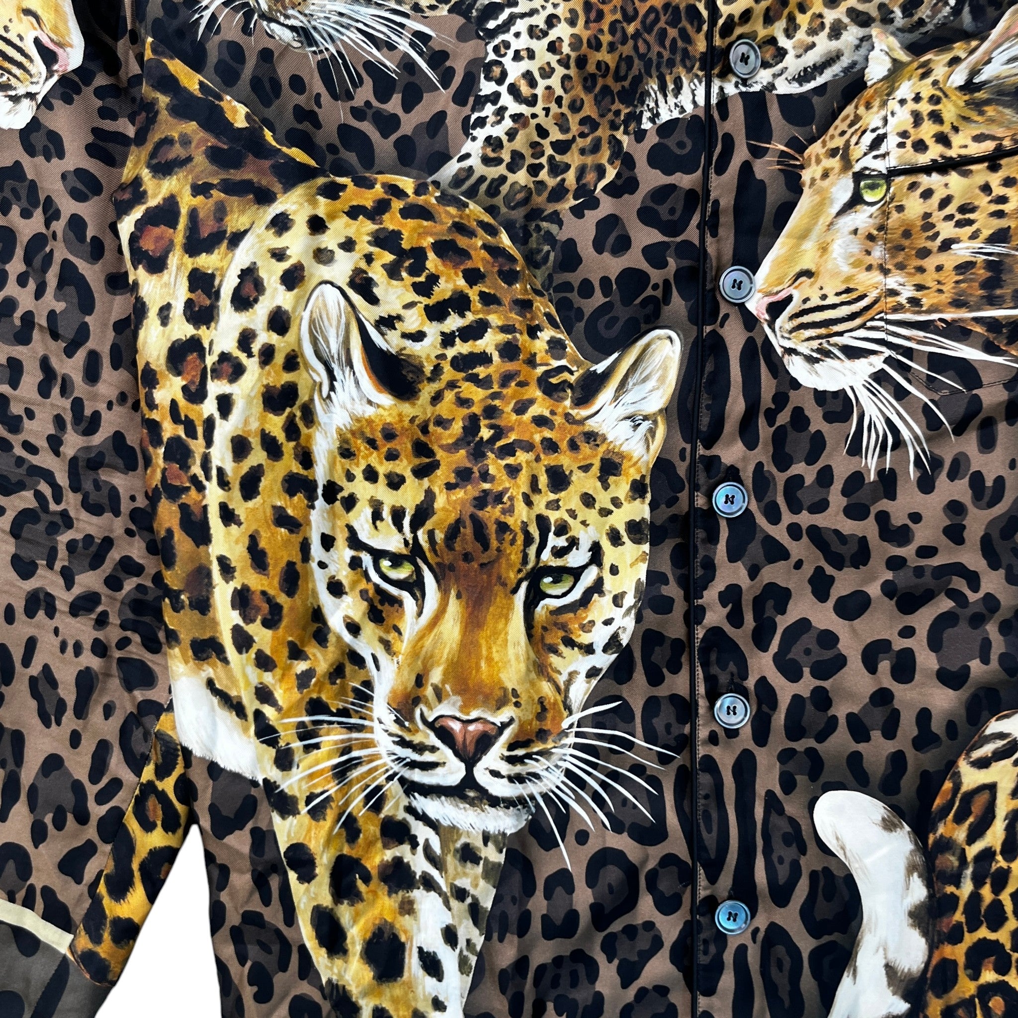 Men's Leopards Long Sleeve Shirt Brown Size L
