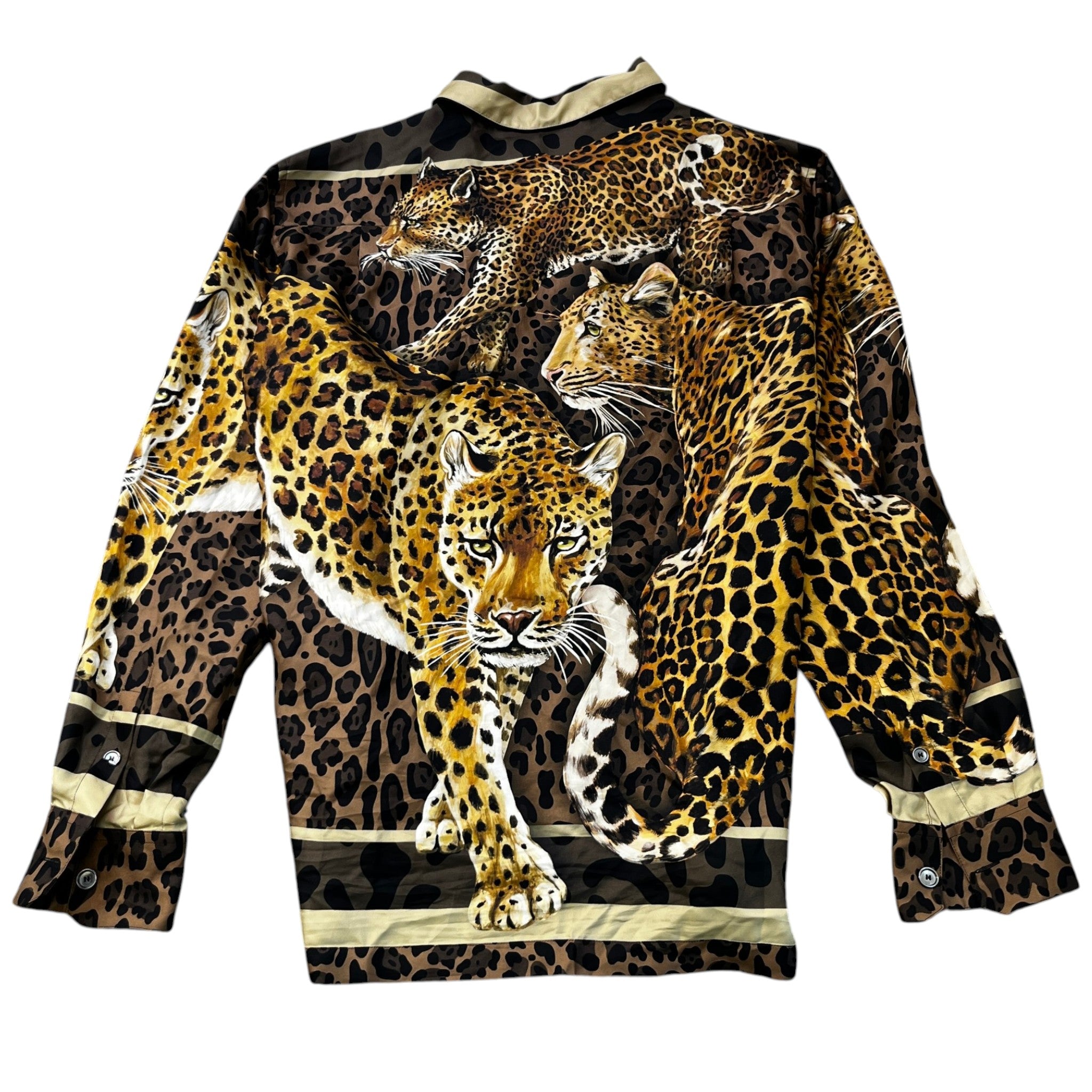 Men's Leopards Long Sleeve Shirt Brown Size L