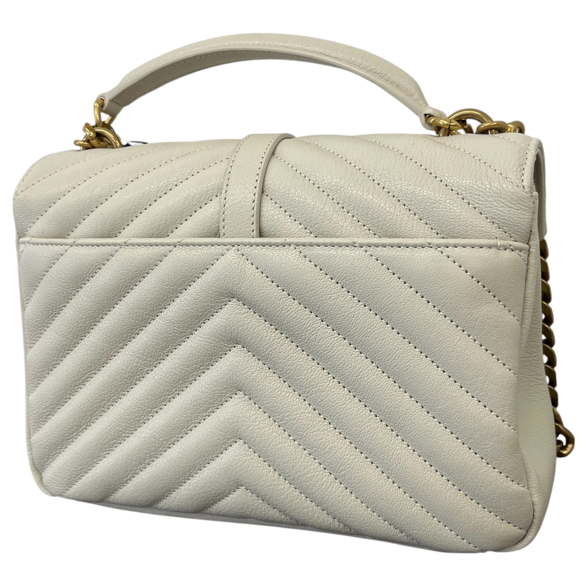 Women's College Medium Quilted Leather Handbag Beige