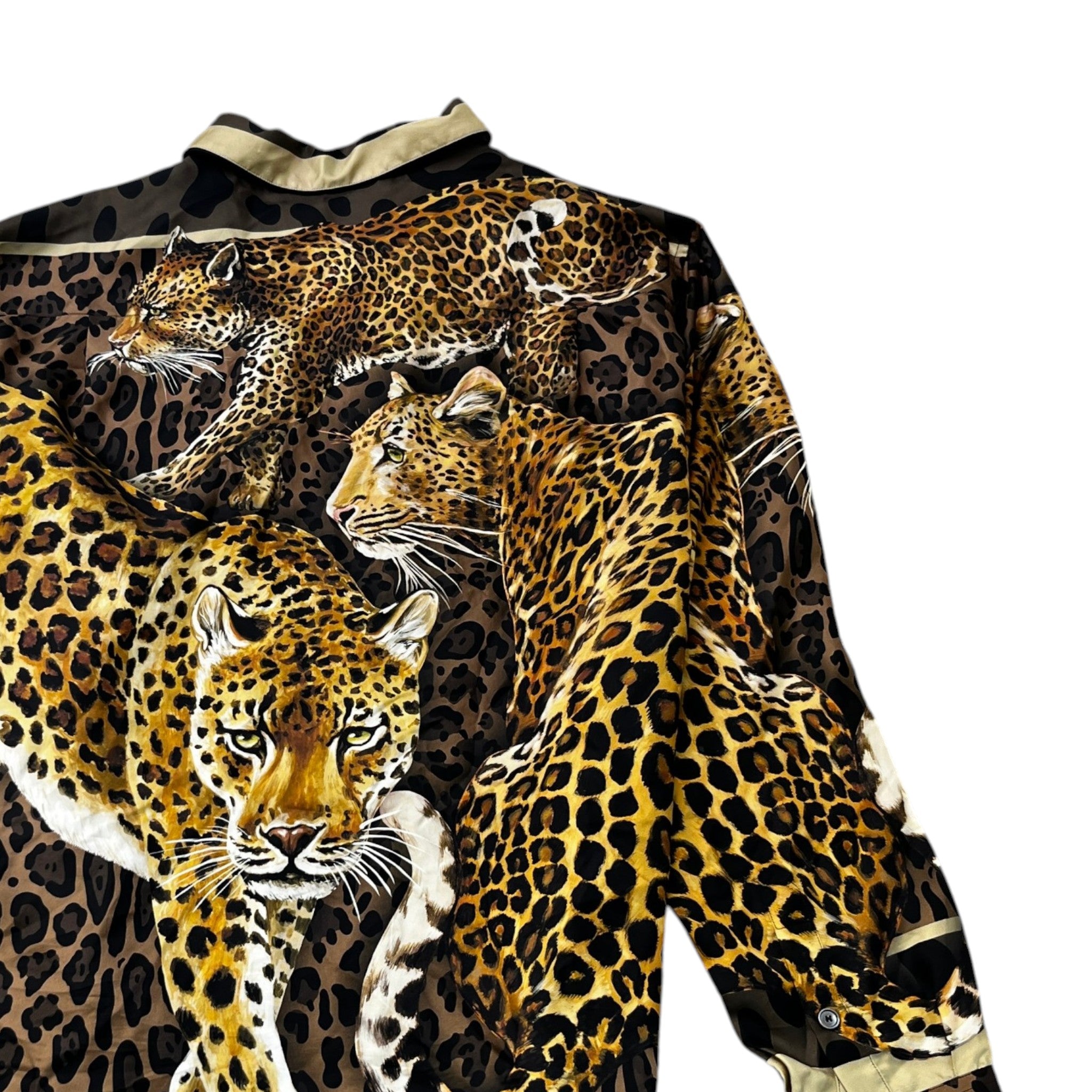 Men's Leopards Long Sleeve Shirt Brown Size L