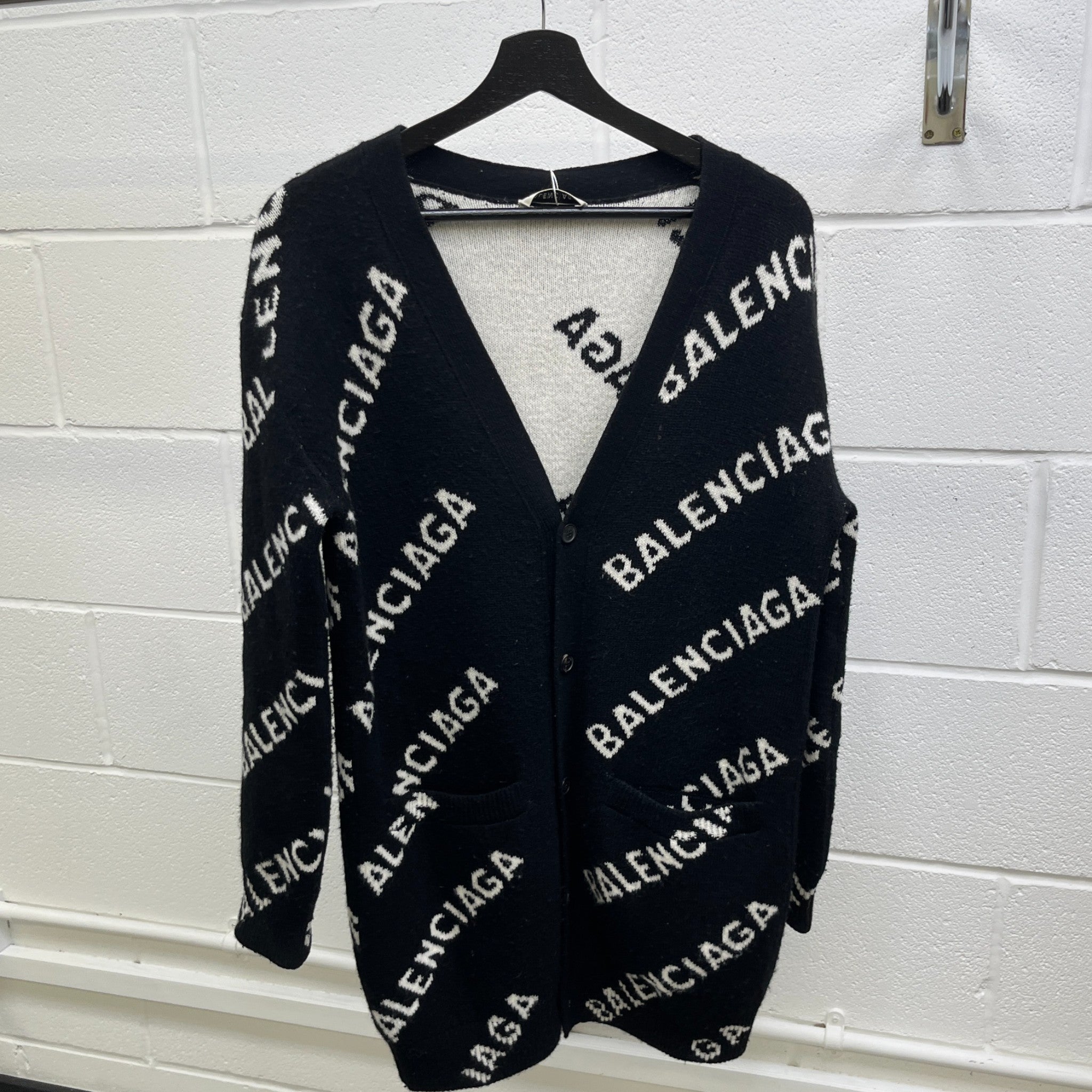 Women's Logo Print Cardigan Black Size XS