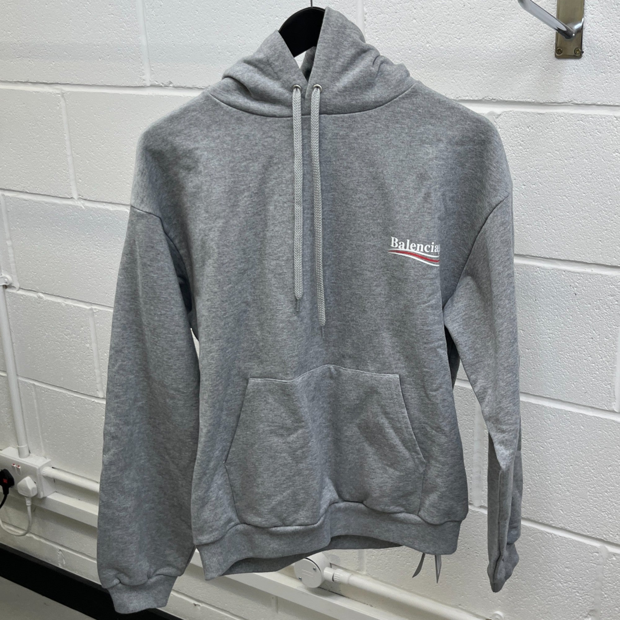 Men's Political Logo Hoodie Grey Size S