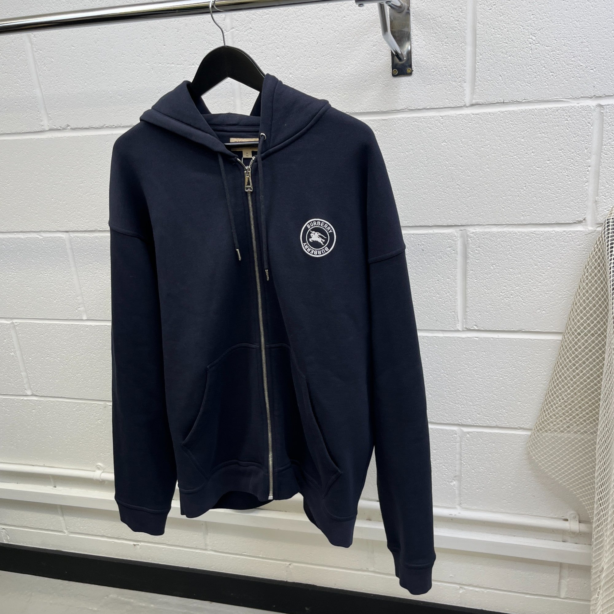 Men's Embroidered Logo Hoodie Navy Size XL