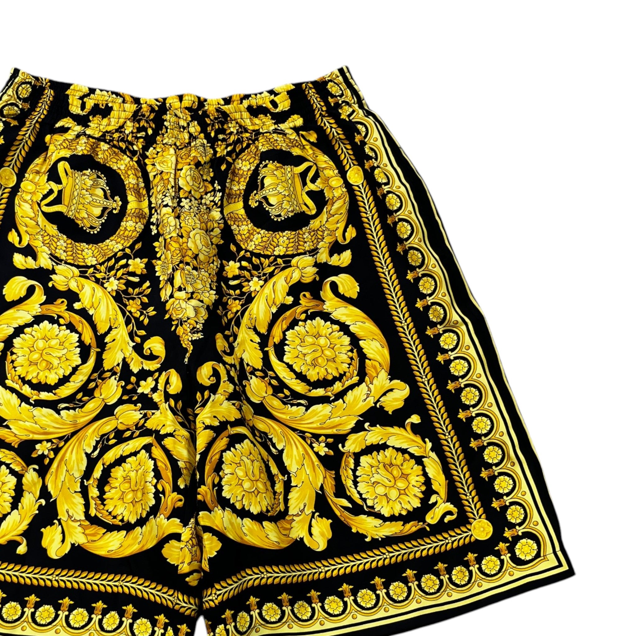 Men's Barocco Print Shorts Yellow Size IT 48 / UK 32