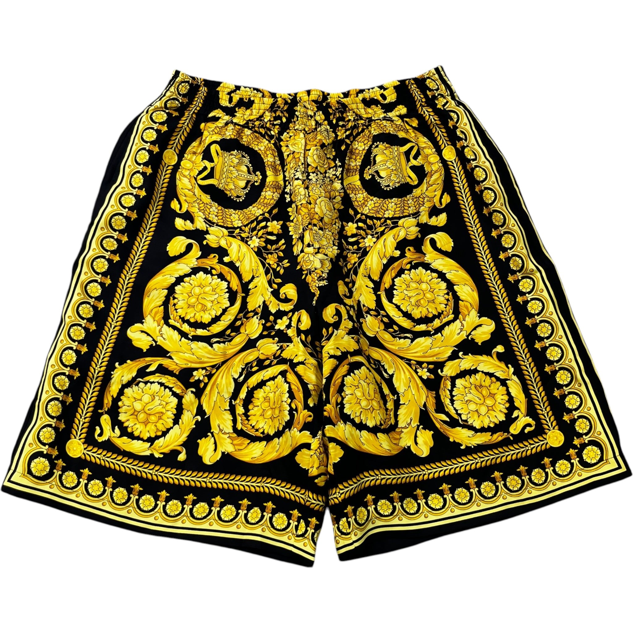 Men's Barocco Print Shorts Yellow Size IT 48 / UK 32