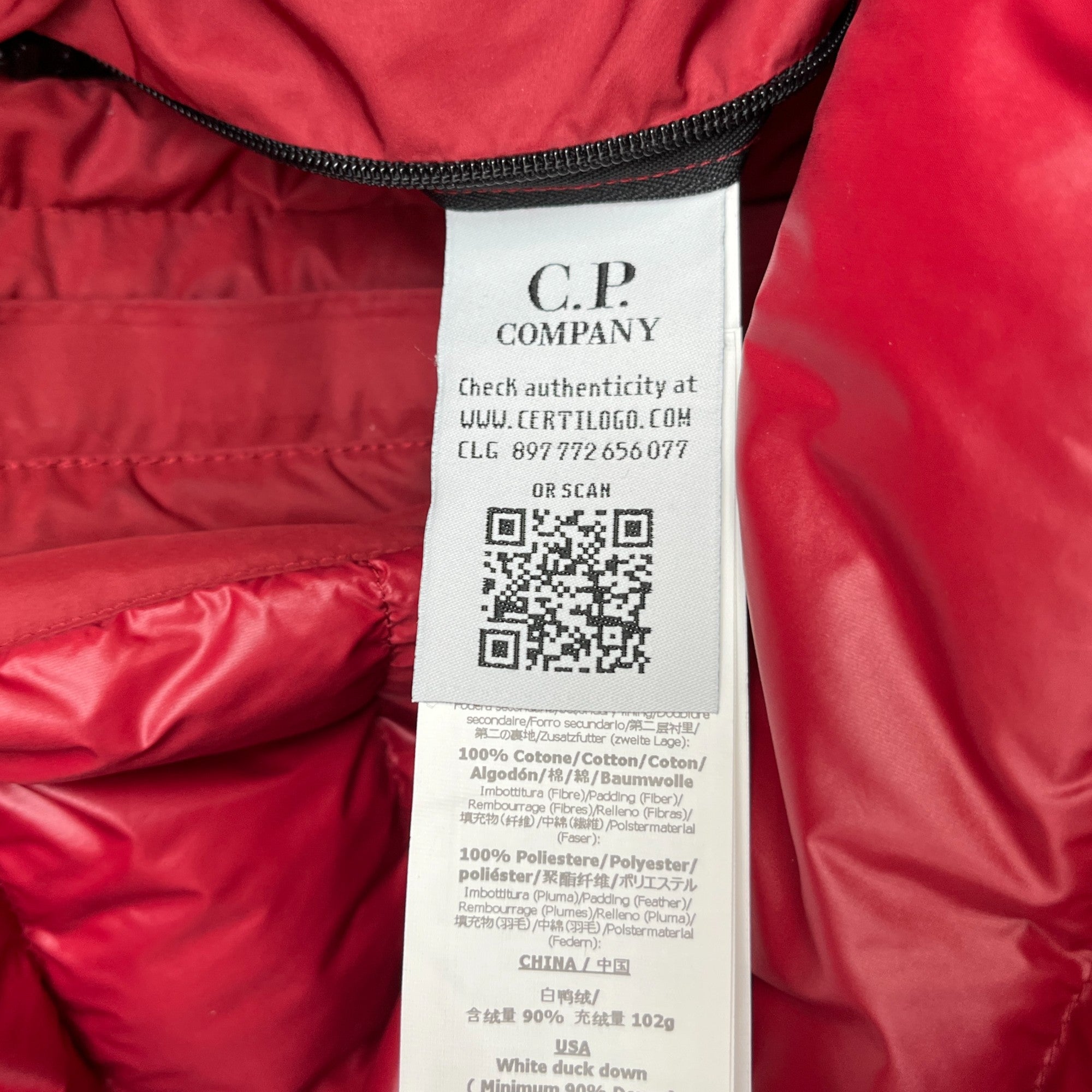 Men's Lens Down Jacket Red Size IT 44 / XS