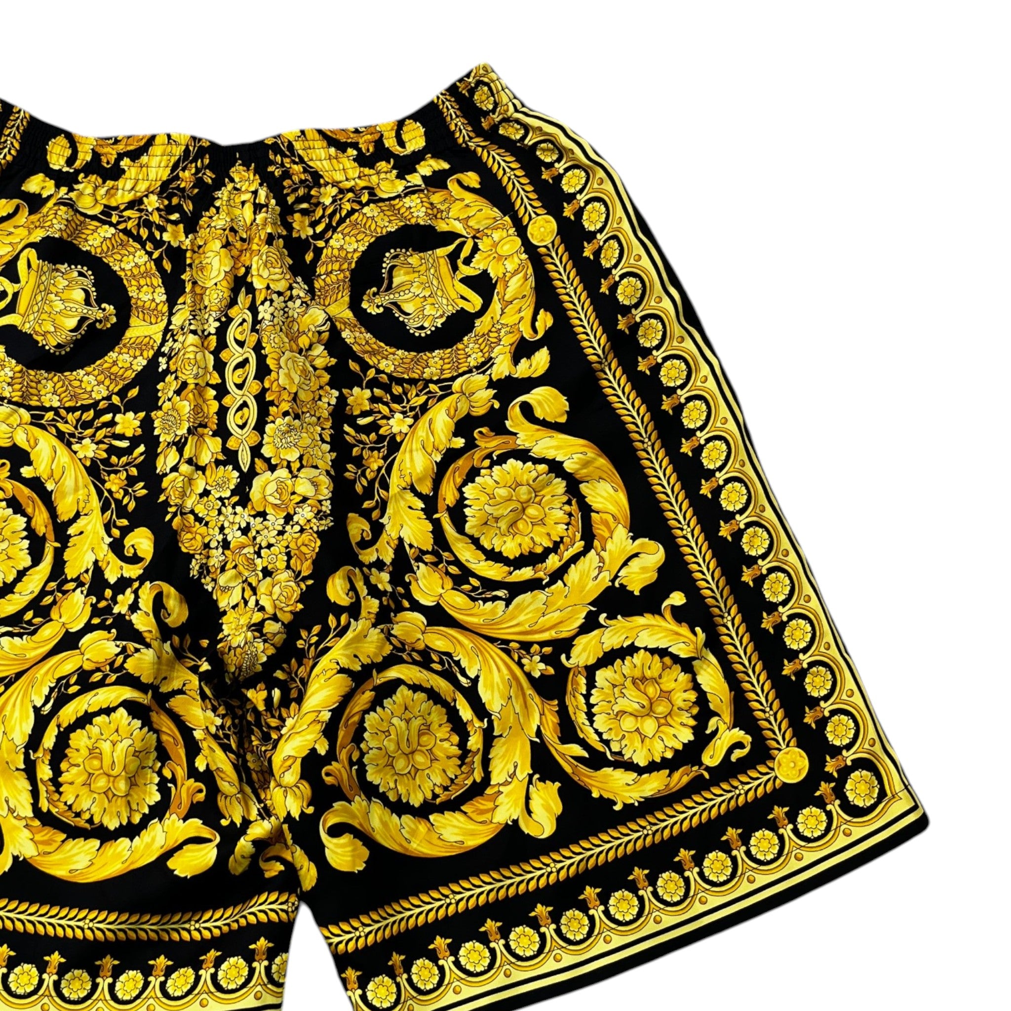 Men's Barocco Print Shorts Yellow Size IT 48 / UK 32