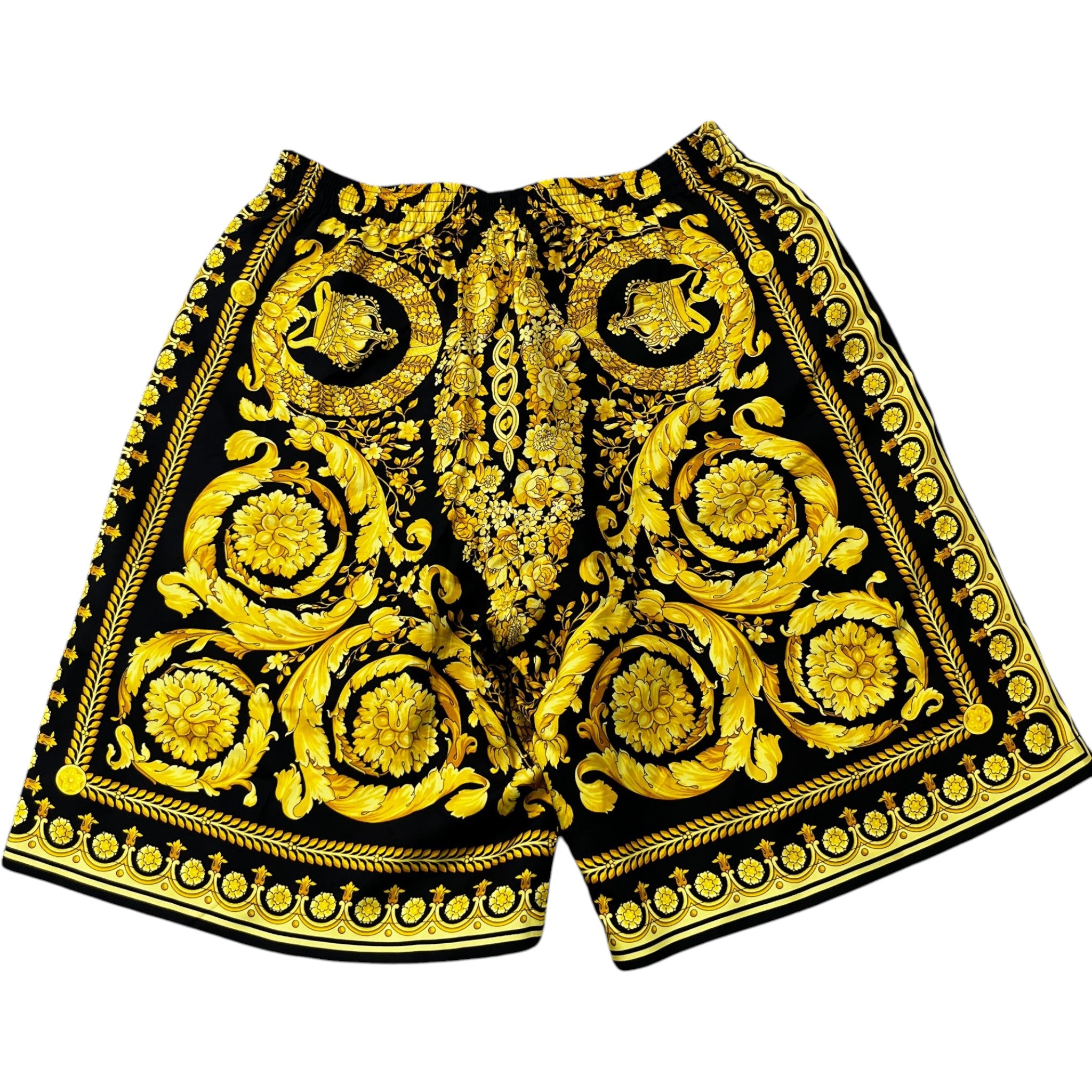 Men's Barocco Print Shorts Yellow Size IT 48 / UK 32