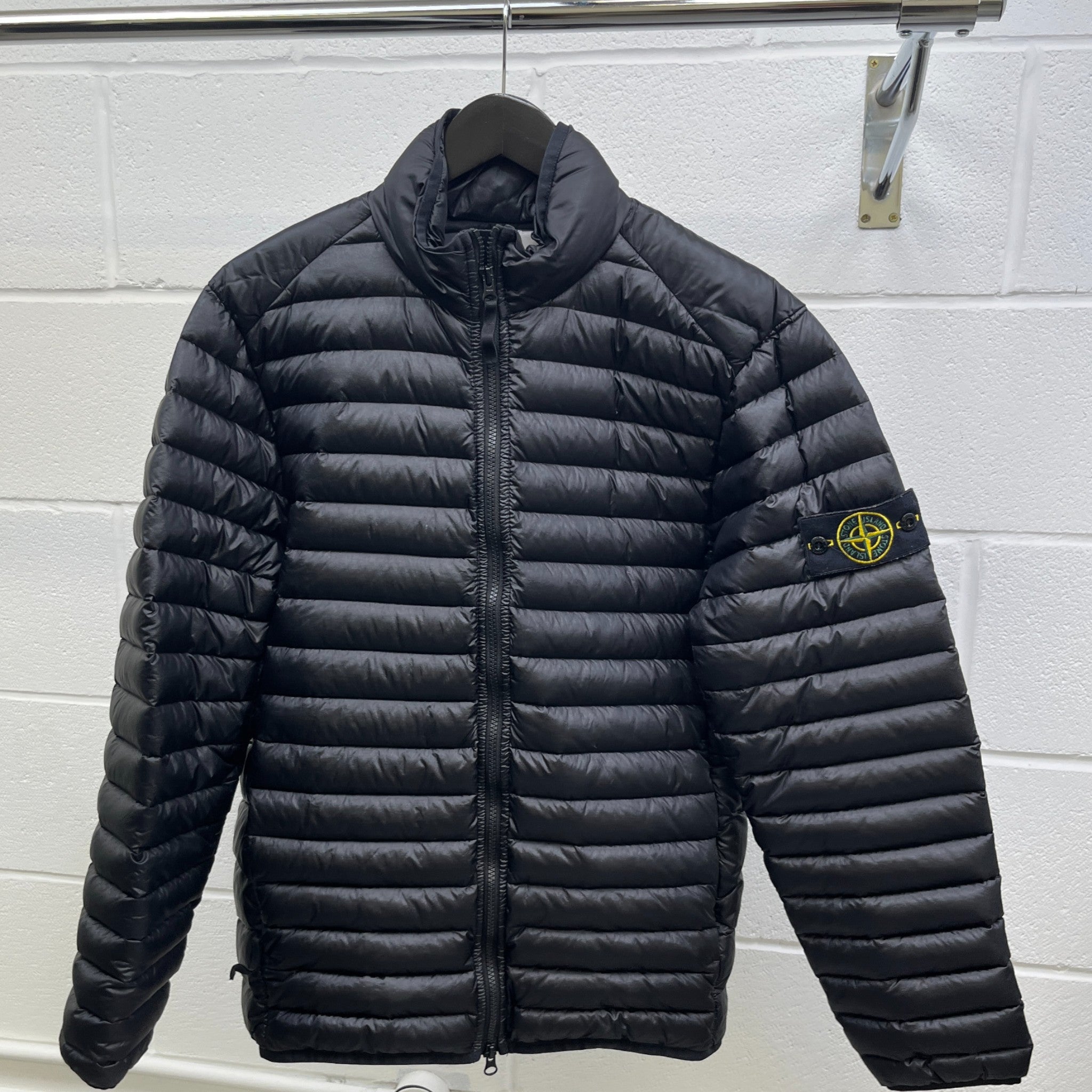 Men's Applique Logo Down Jacket Black Size S