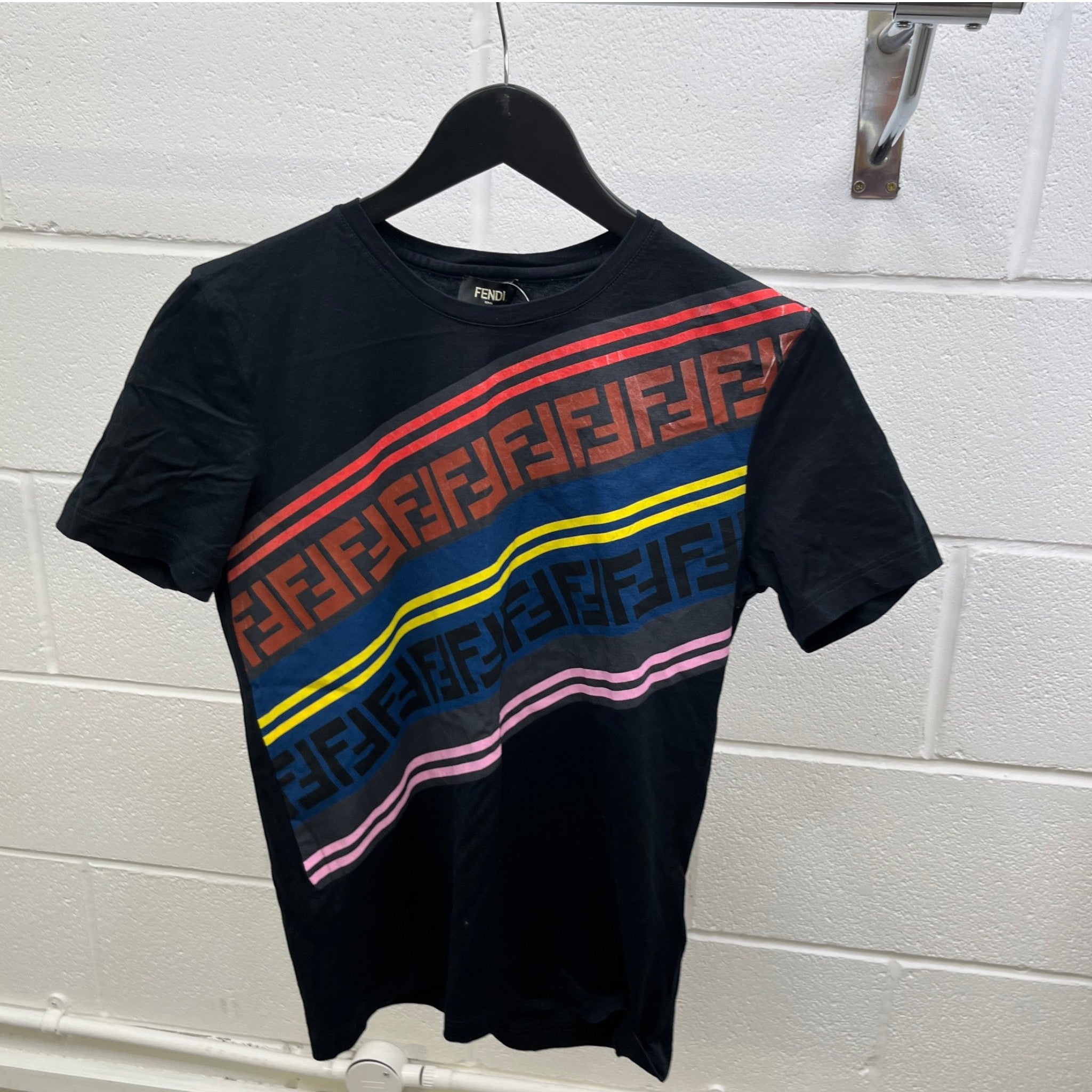 Men's Ff Logo Print T-Shirt Black Size XS