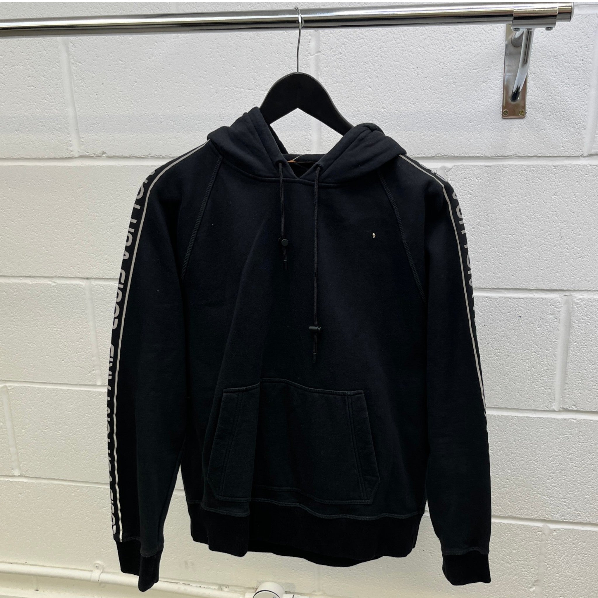 Men's Reflective Logo Print Hoodie Black Size M