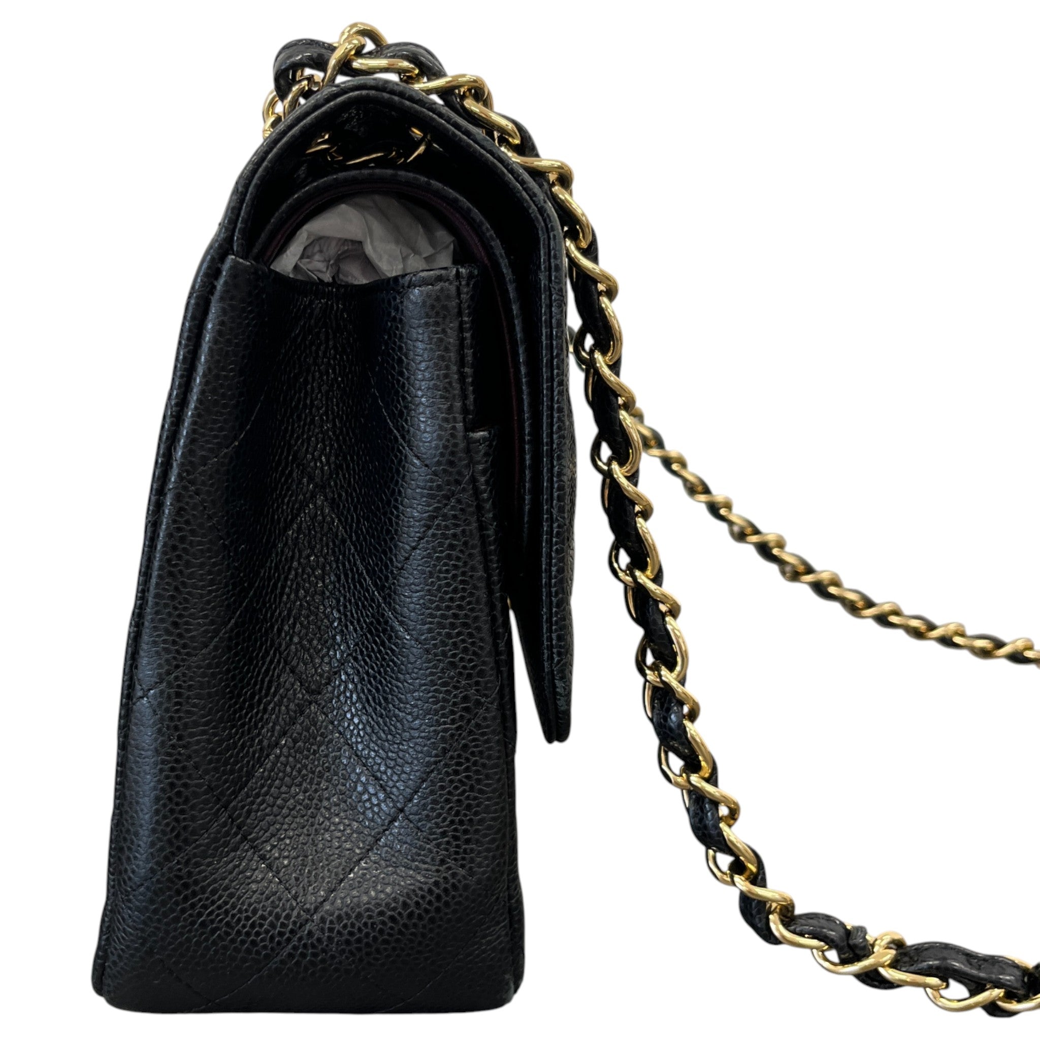 Women's Classic Double Flap Jumbo Caviar Handbag Black