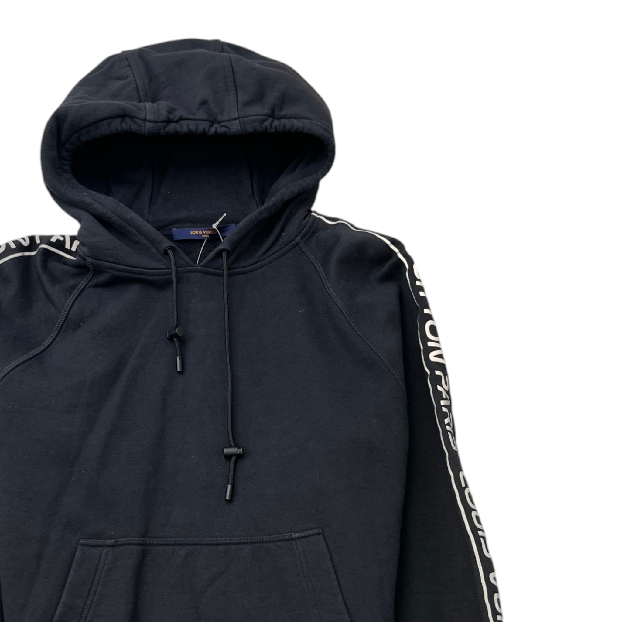 Men's Reflective Logo Print Hoodie Black Size M