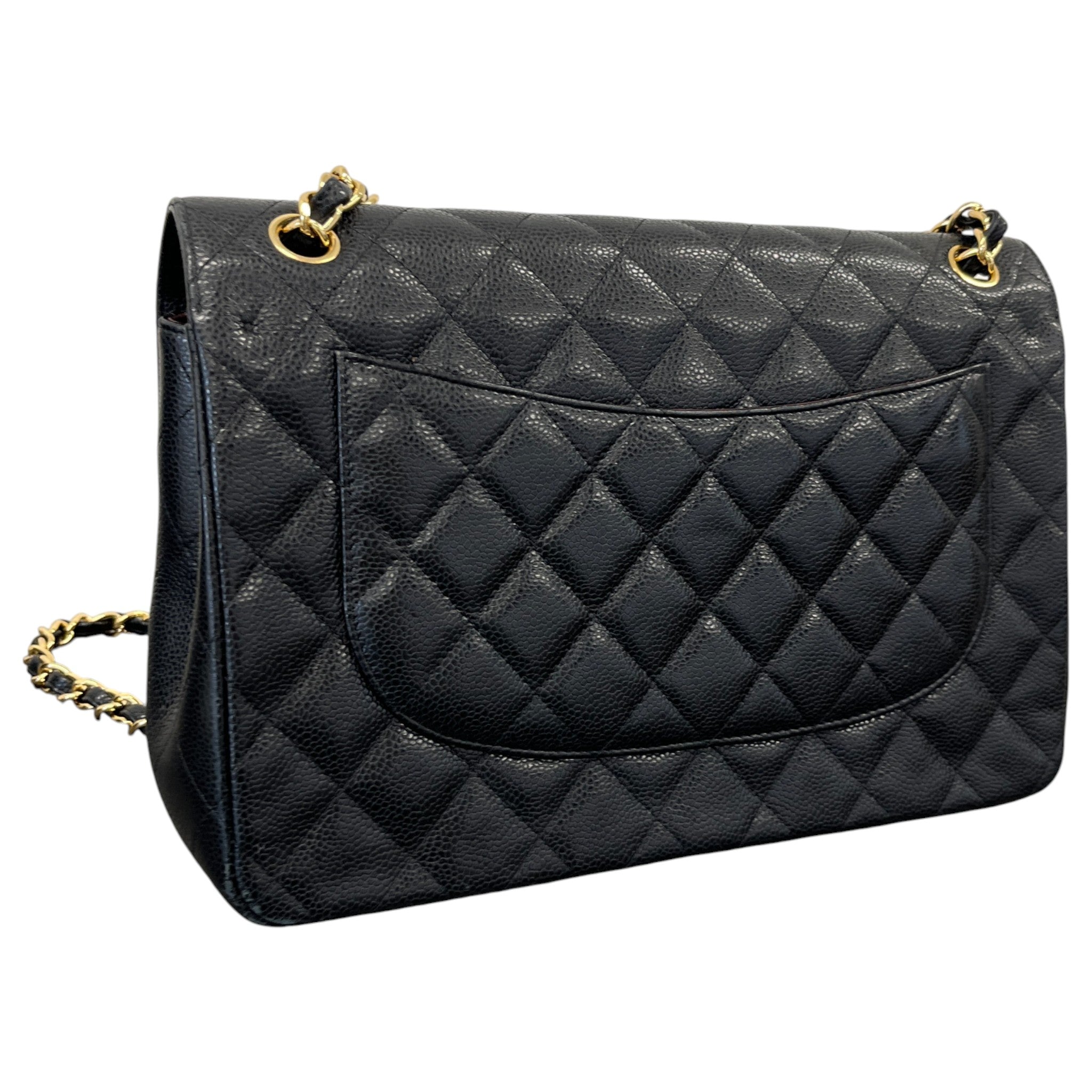 Women's Classic Double Flap Jumbo Caviar Handbag Black