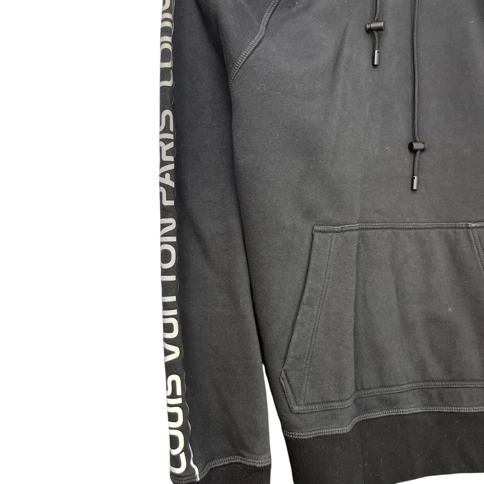 Men's Reflective Logo Print Hoodie Black Size M