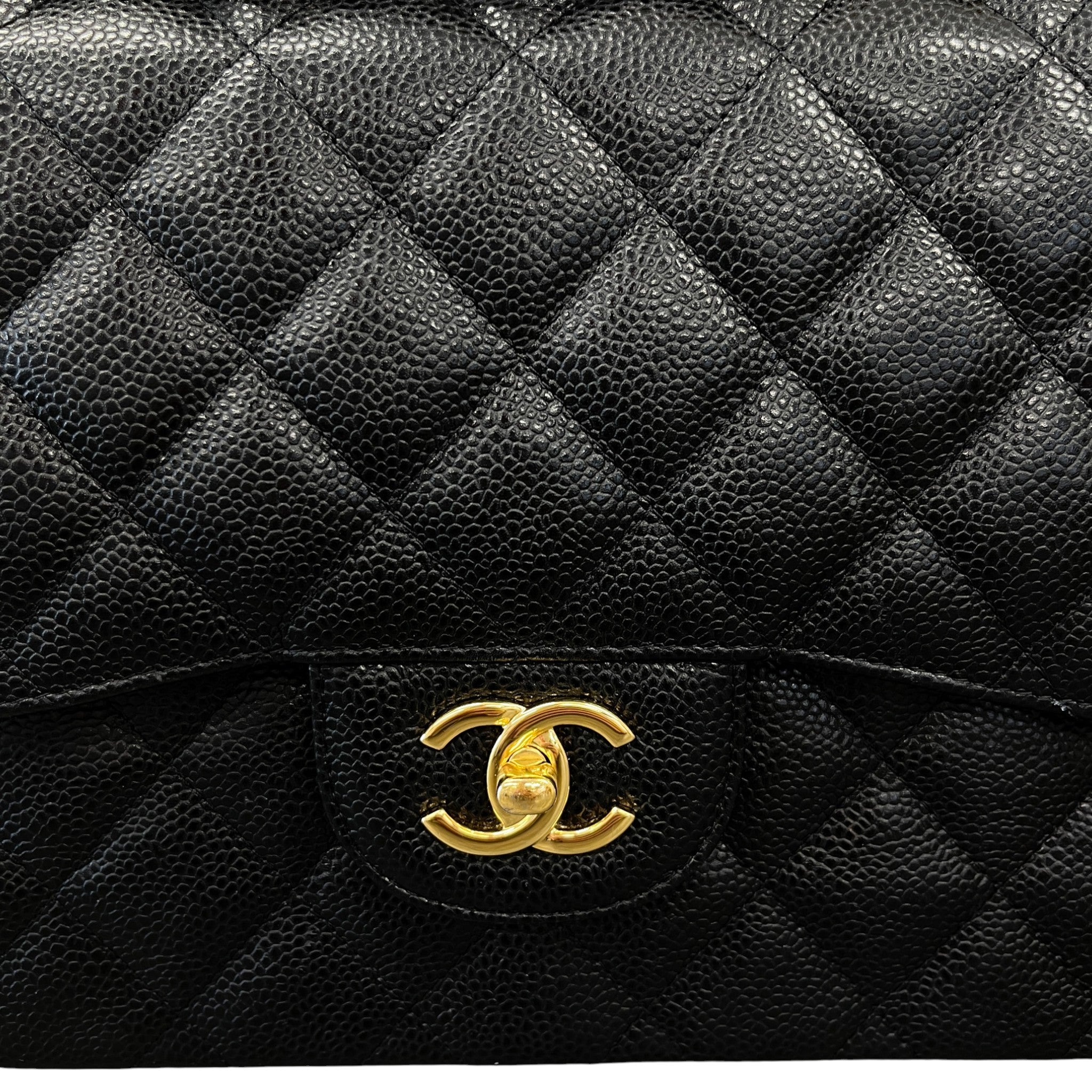 Women's Classic Double Flap Jumbo Caviar Handbag Black