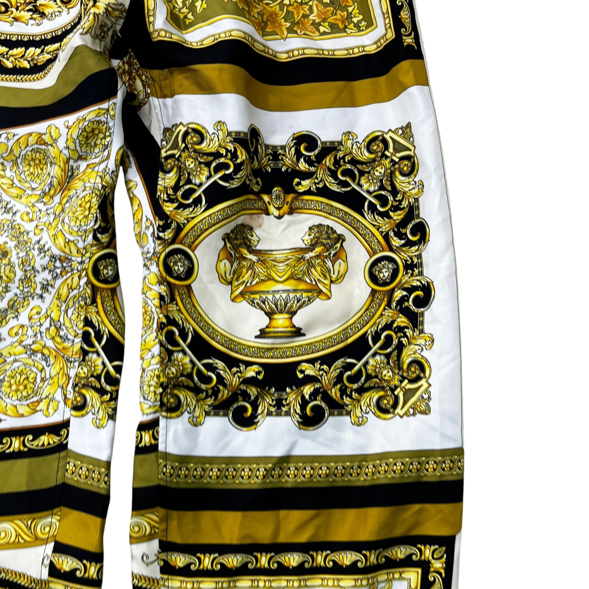 Men's Barocco Print Trousers Yellow Size IT 48 / UK 32