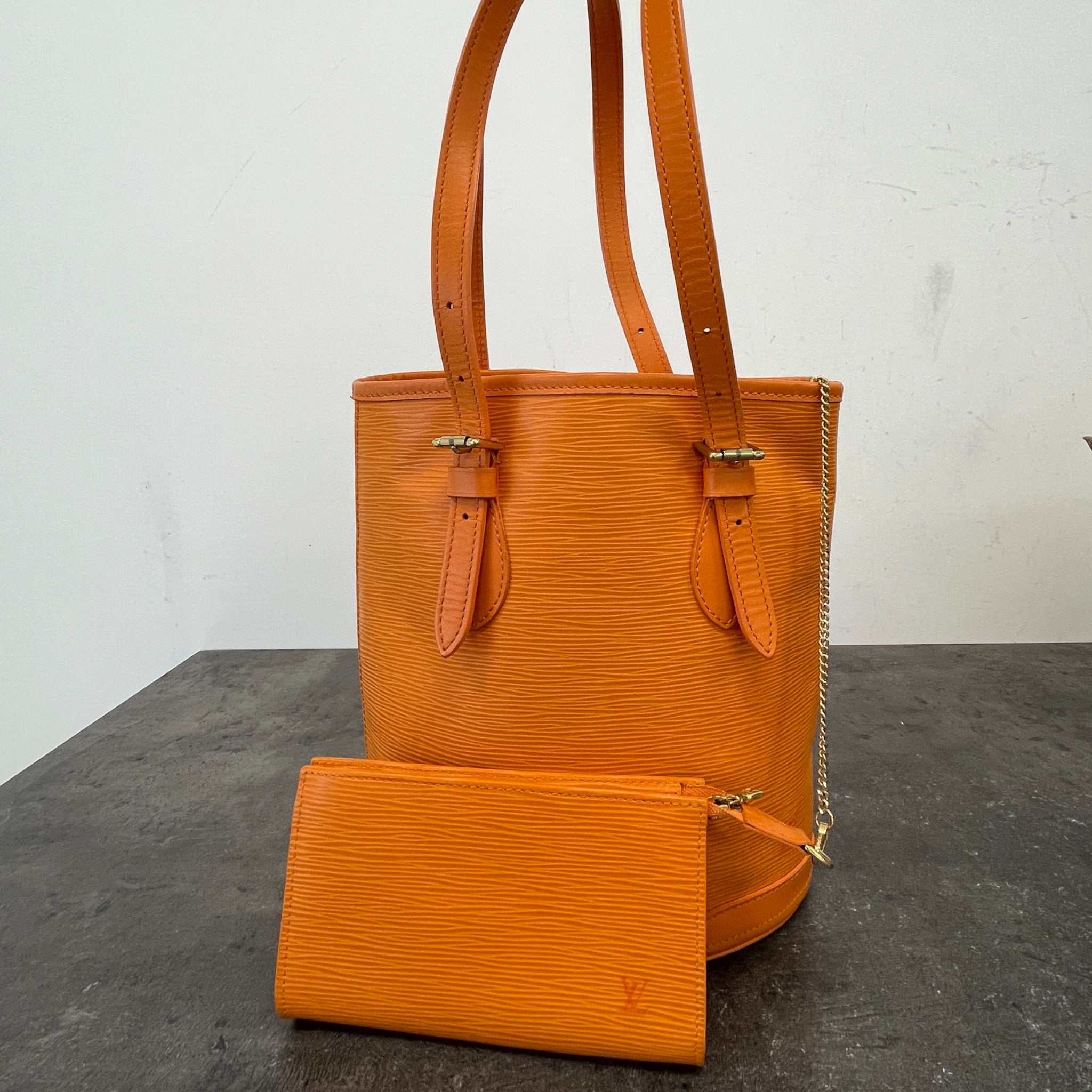 Women's Epi Leather Petit Bucket Bag Orange