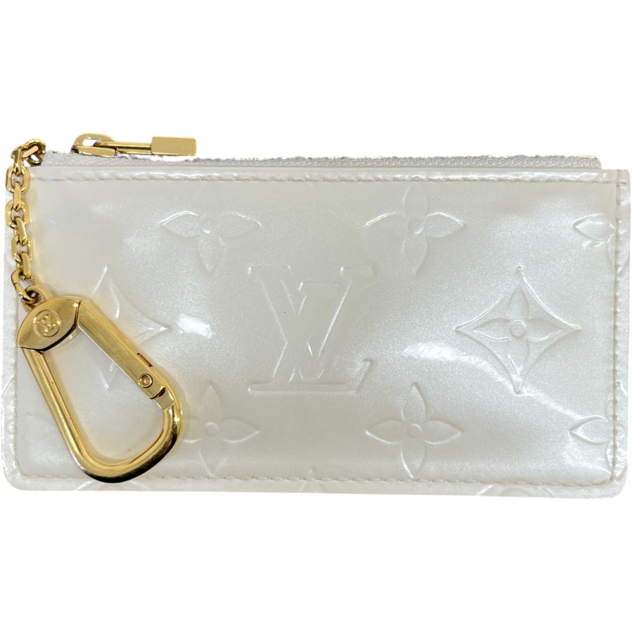 Women's Vernis Leather Card Holder White