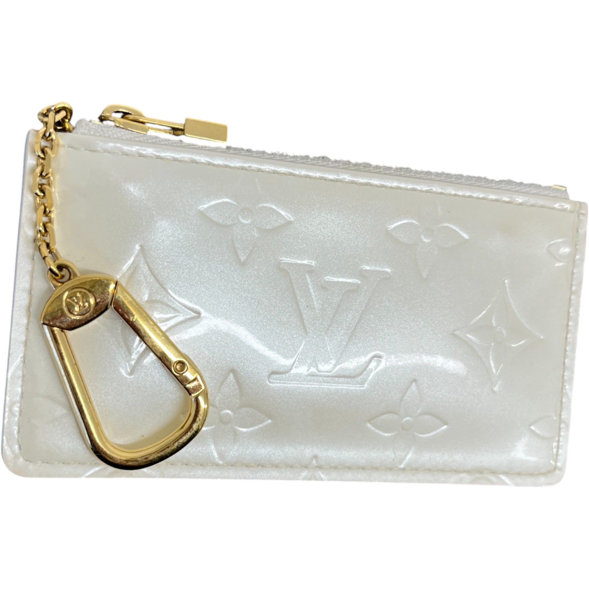 Women's Vernis Leather Card Holder White