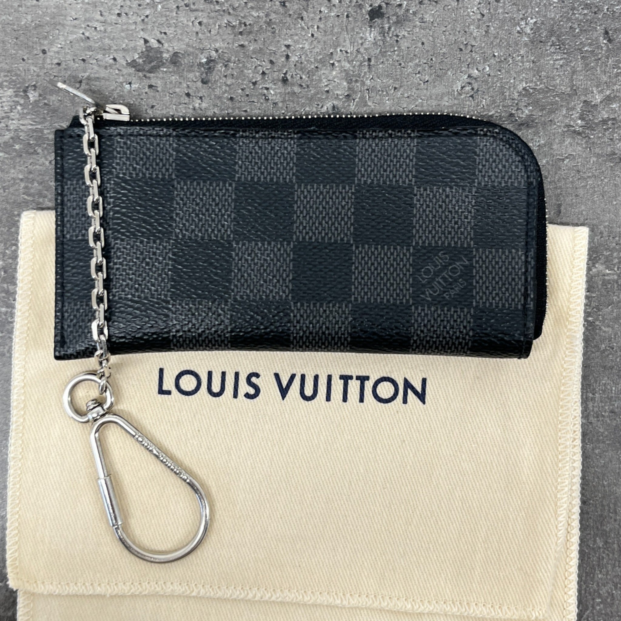 Men's Damier Graphite Key Pouch Charm Black