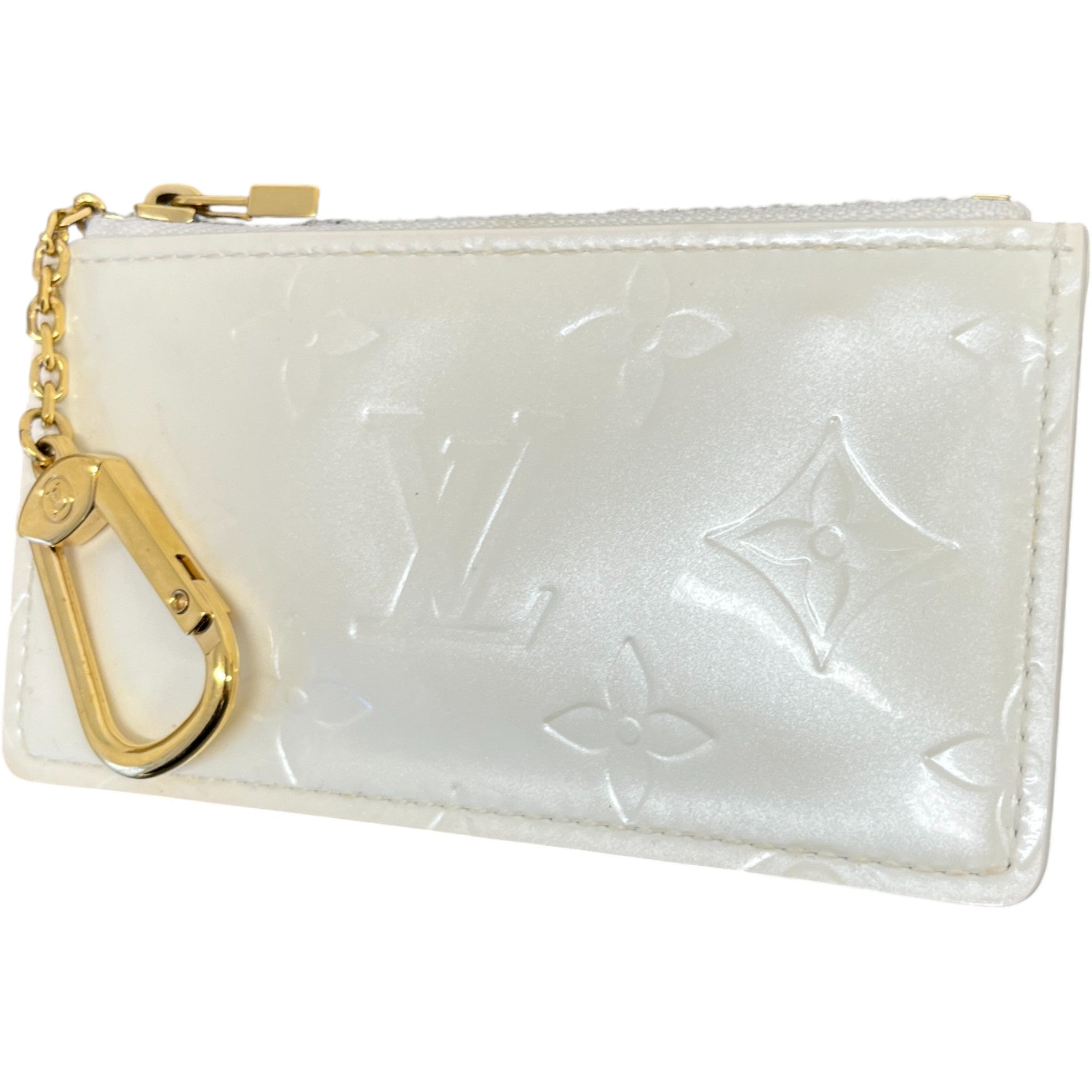 Women's Vernis Leather Card Holder White