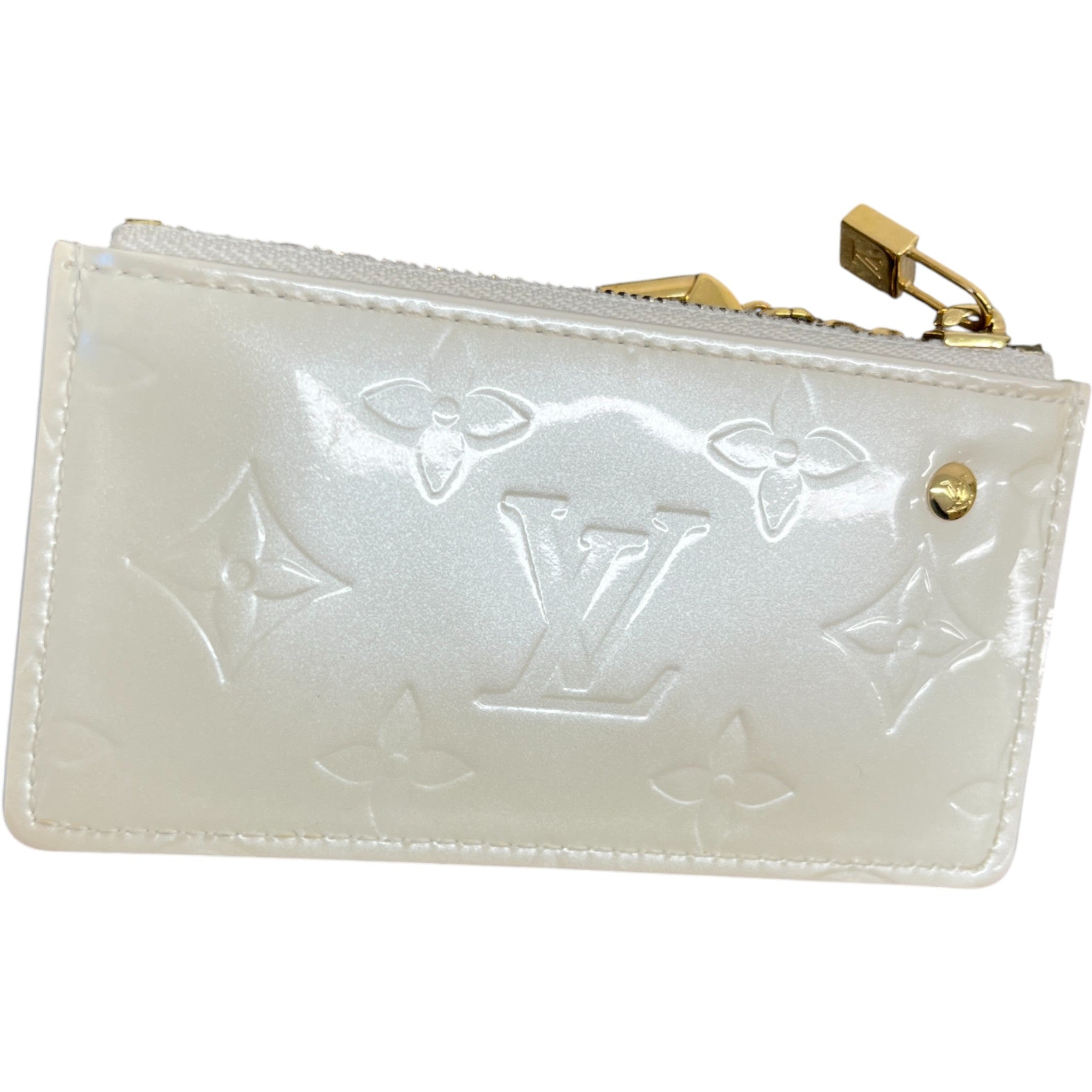 Women's Vernis Leather Card Holder White