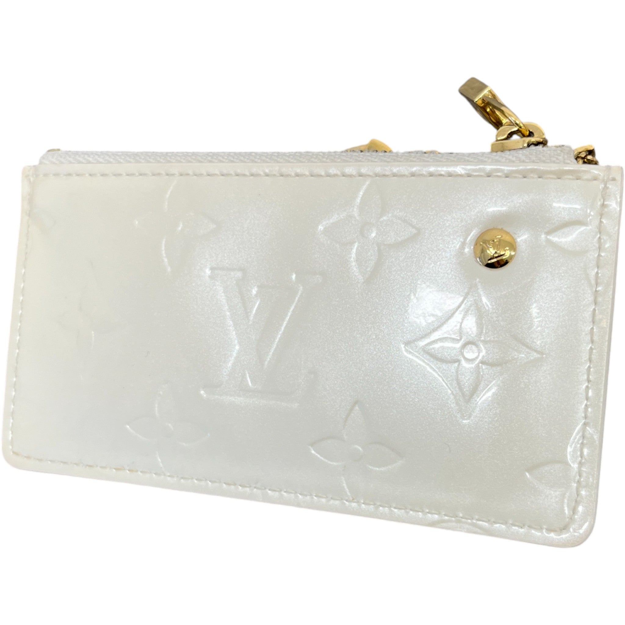 Women's Vernis Leather Card Holder White