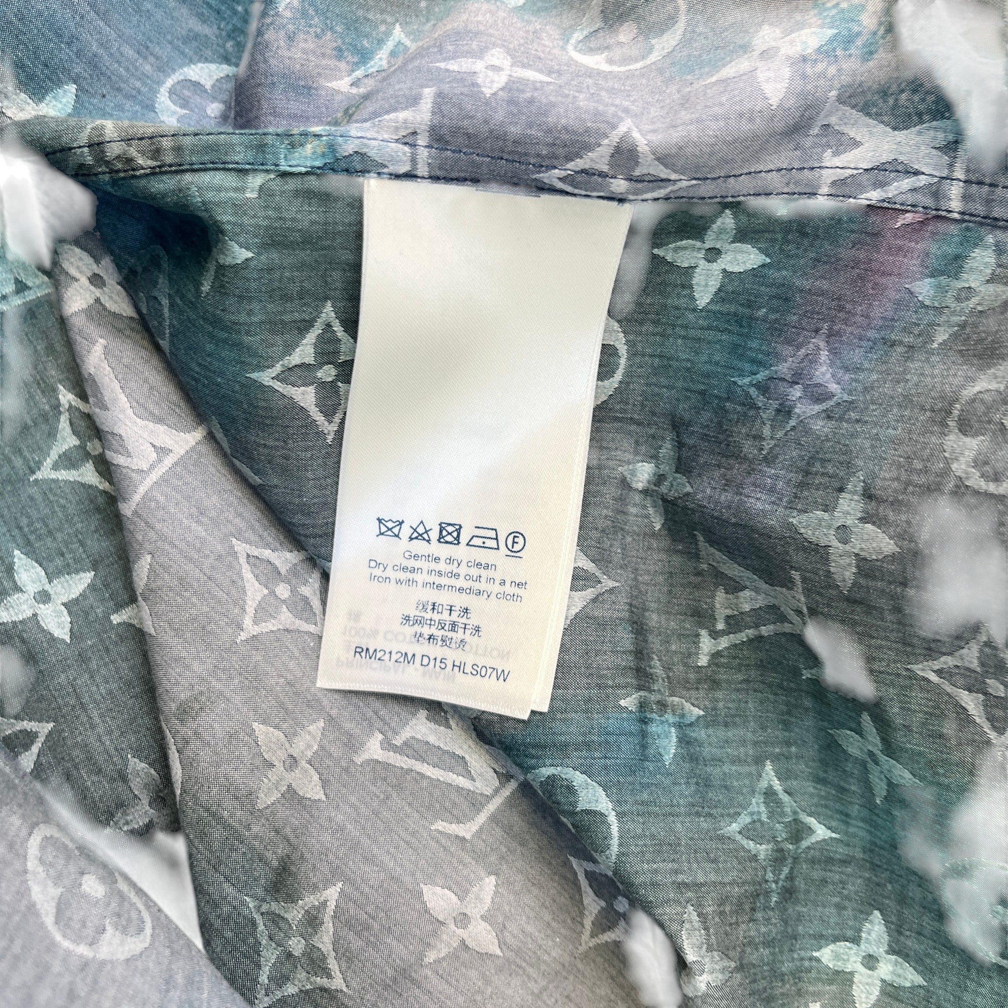 Men's Monogram Tie-Dye Long Sleeve Shirt Navy Size L