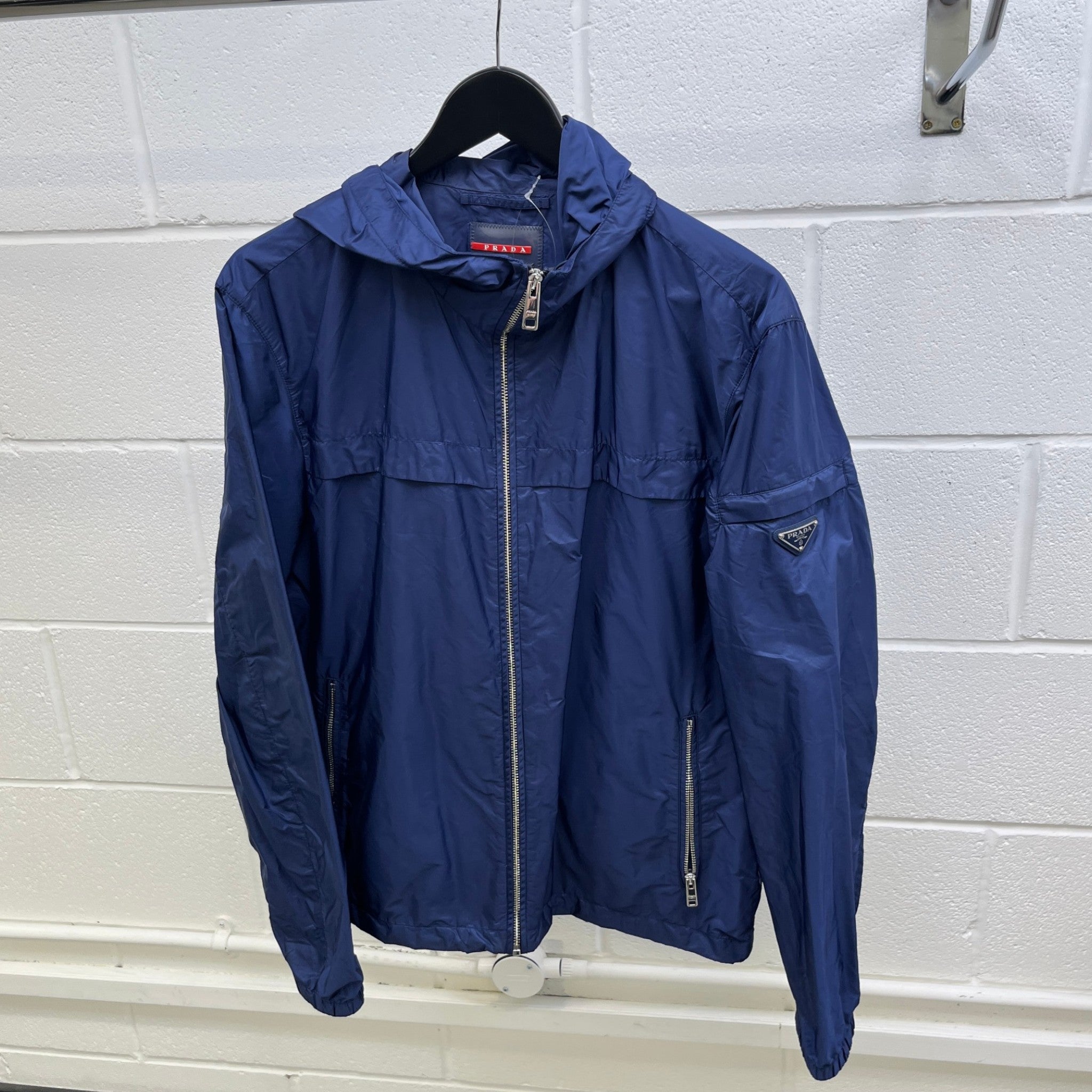 Men's Plaque Logo Windbreaker Navy Size IT 54 / XXL