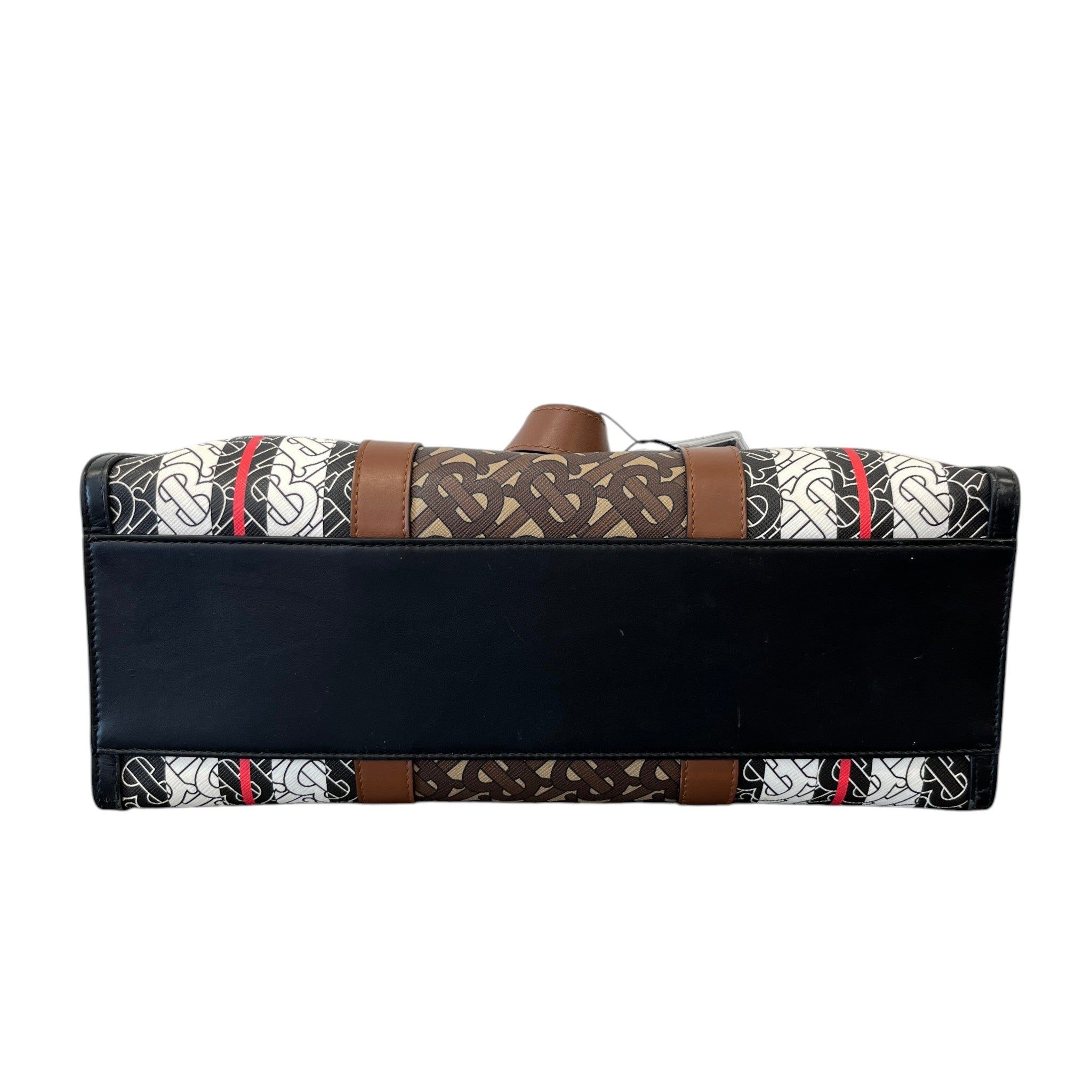 Women's Monogram Stripe E-Canvas Tote Bag Black