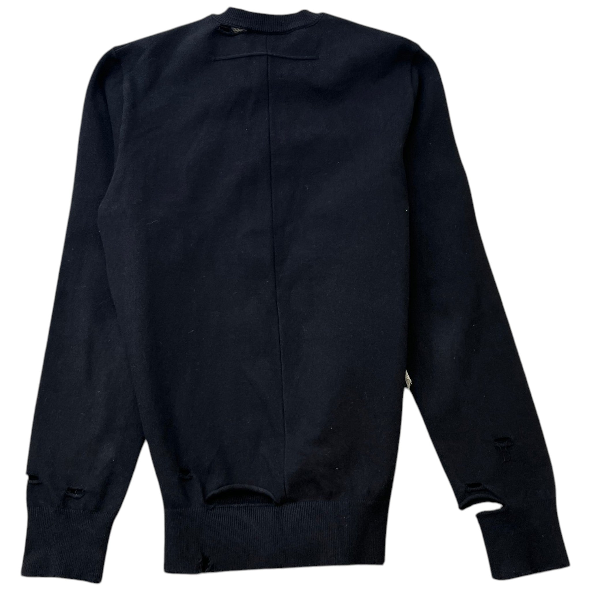 Men's Distressed Logo Patch Jumper Black Size XS