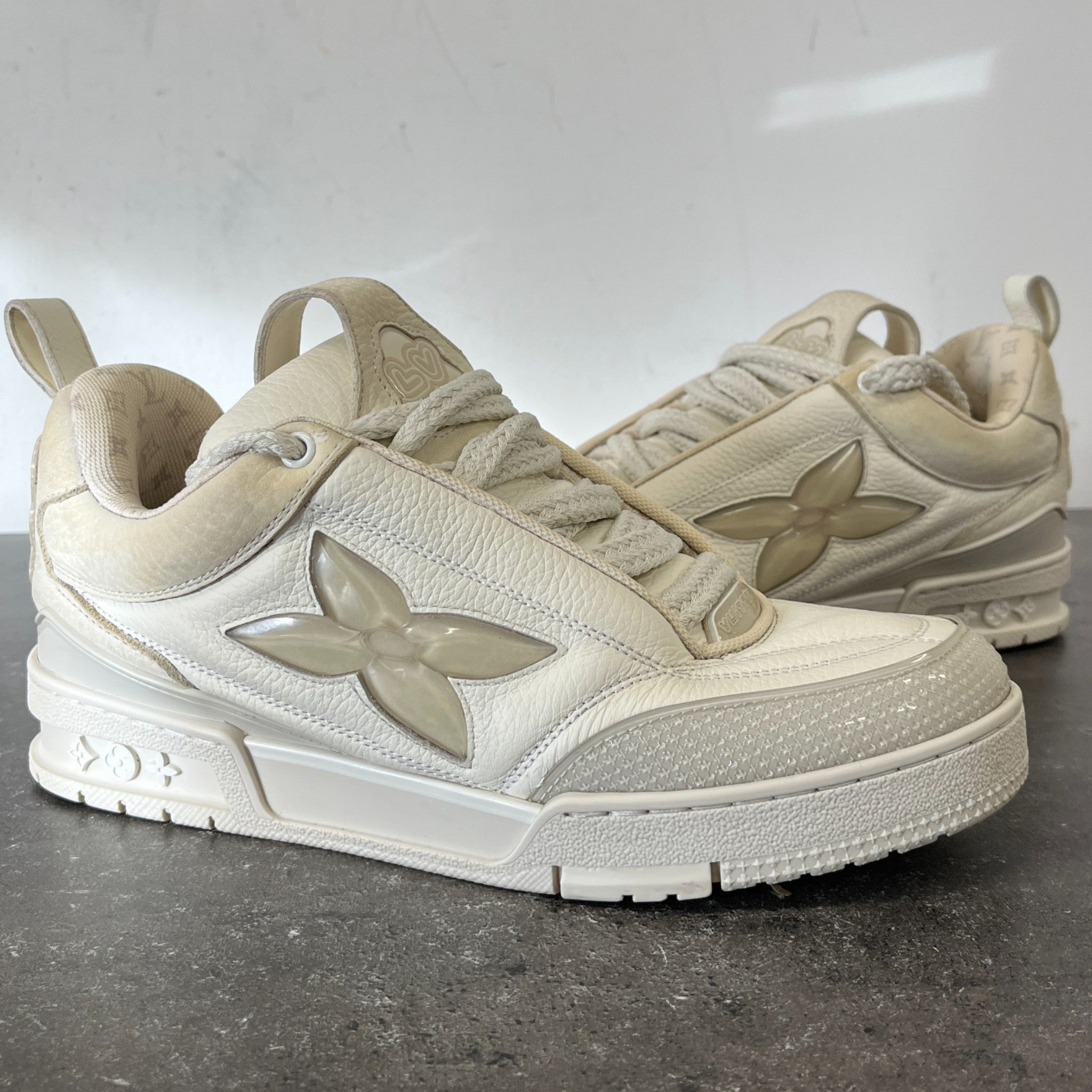 Men's Lv Skate Low Trainers Cream Size EU 40 / UK 6