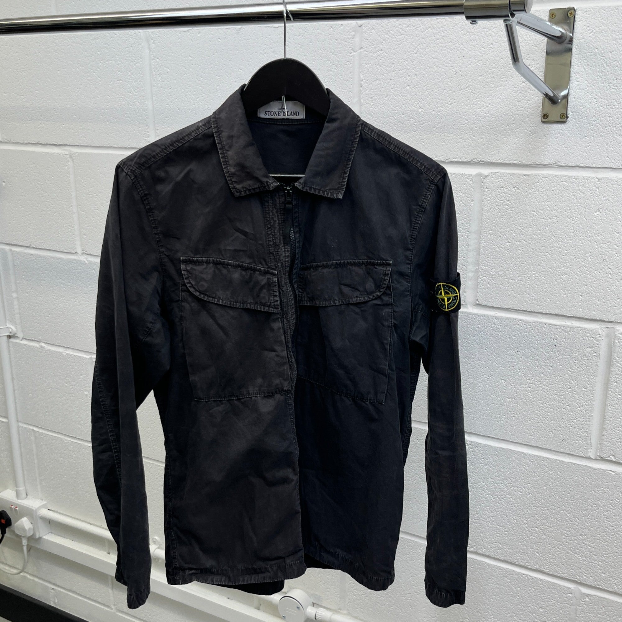 Men's Applique Logo OverShirt Black Size S