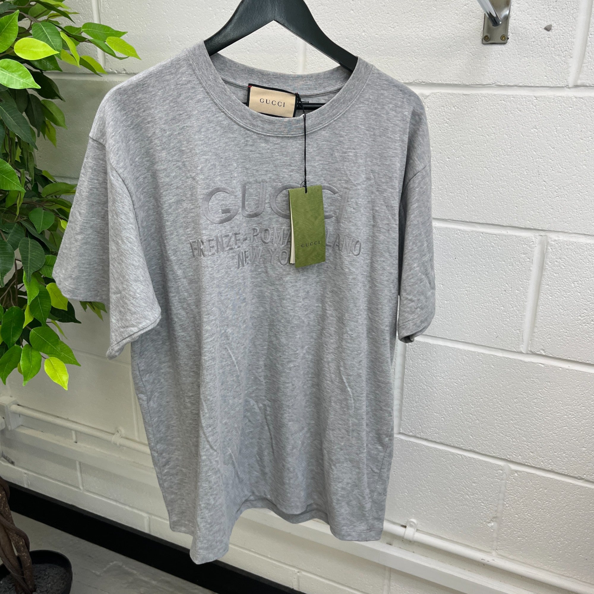 Men's Embroidered Logo T-Shirt Grey Size M