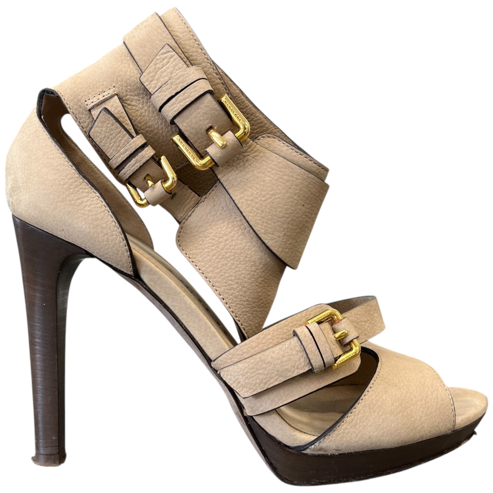 Women's Buckle Open Toe Heels Beige Size EU 41 / UK 8
