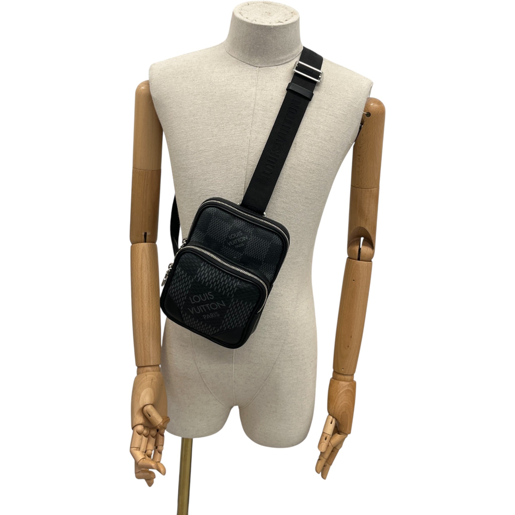 Men's Damier Graphite 3D Amazone Sling Messenger Bag Black