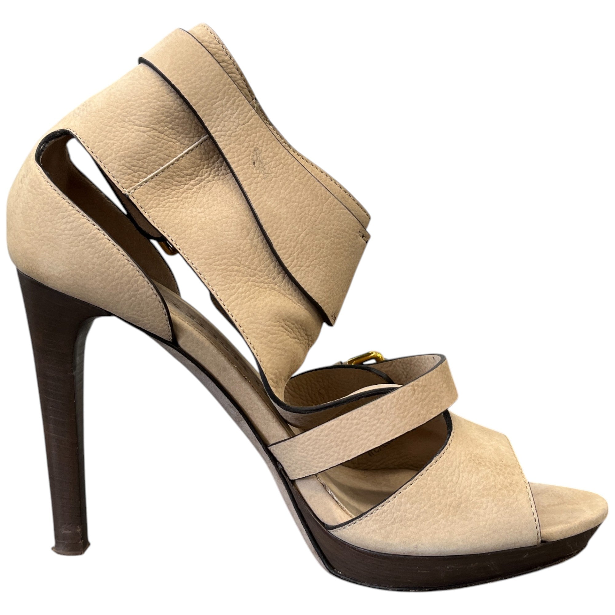Women's Buckle Open Toe Heels Beige Size EU 41 / UK 8