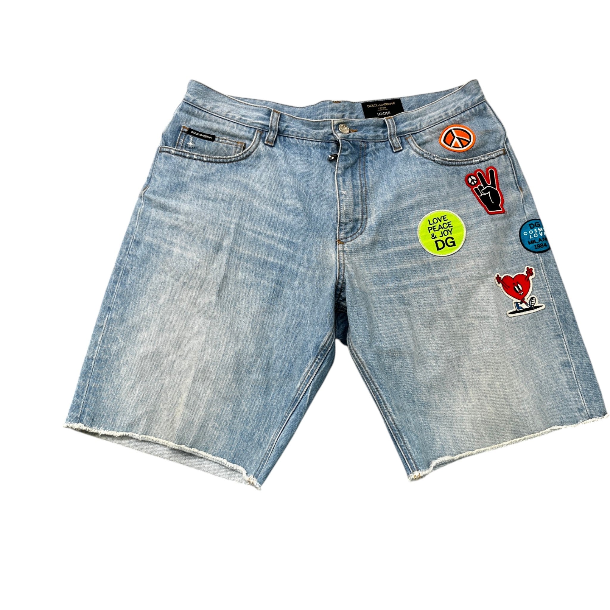 Men's Patch Embroidered Shorts Blue Size IT 48 / UK 32