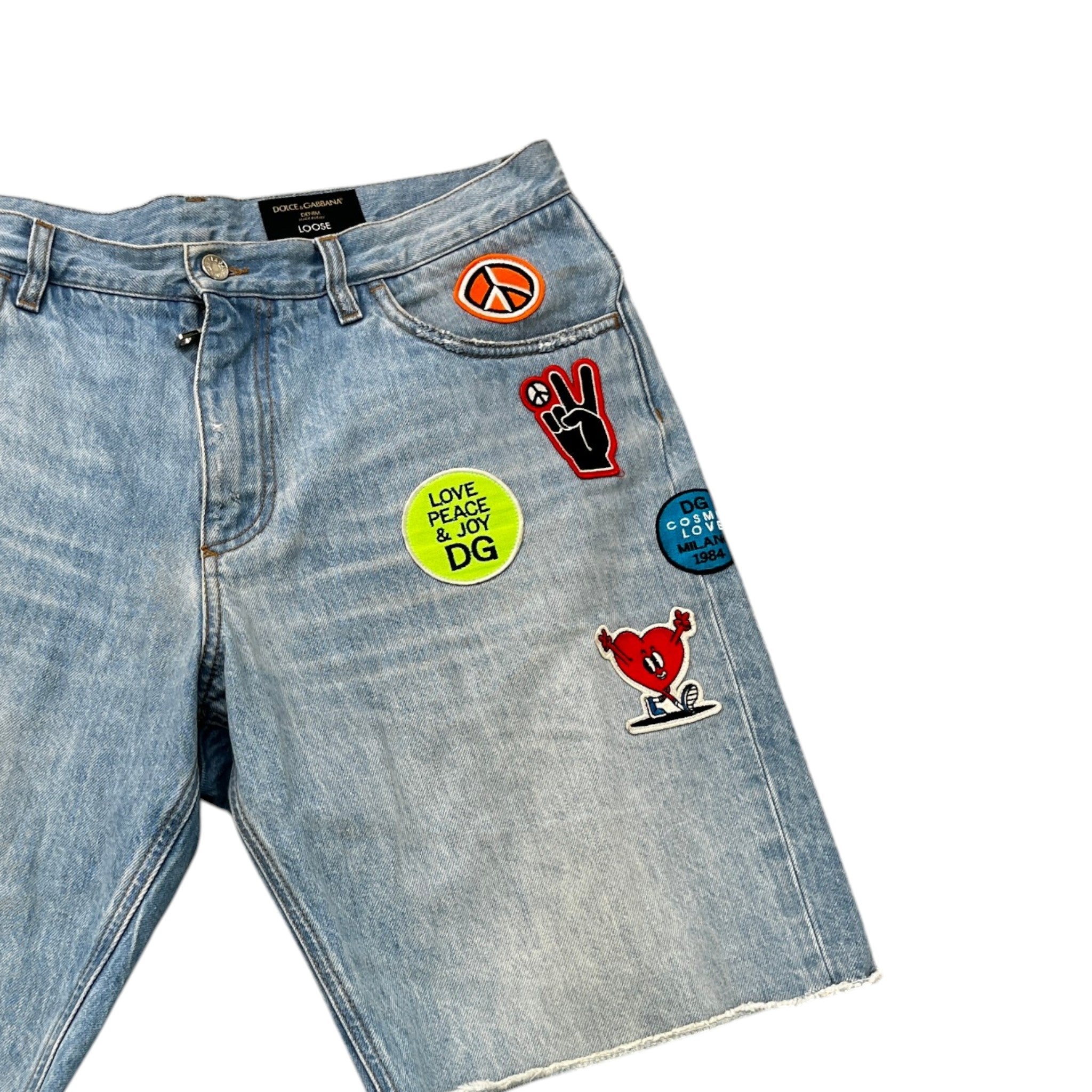 Men's Patch Embroidered Shorts Blue Size IT 48 / UK 32