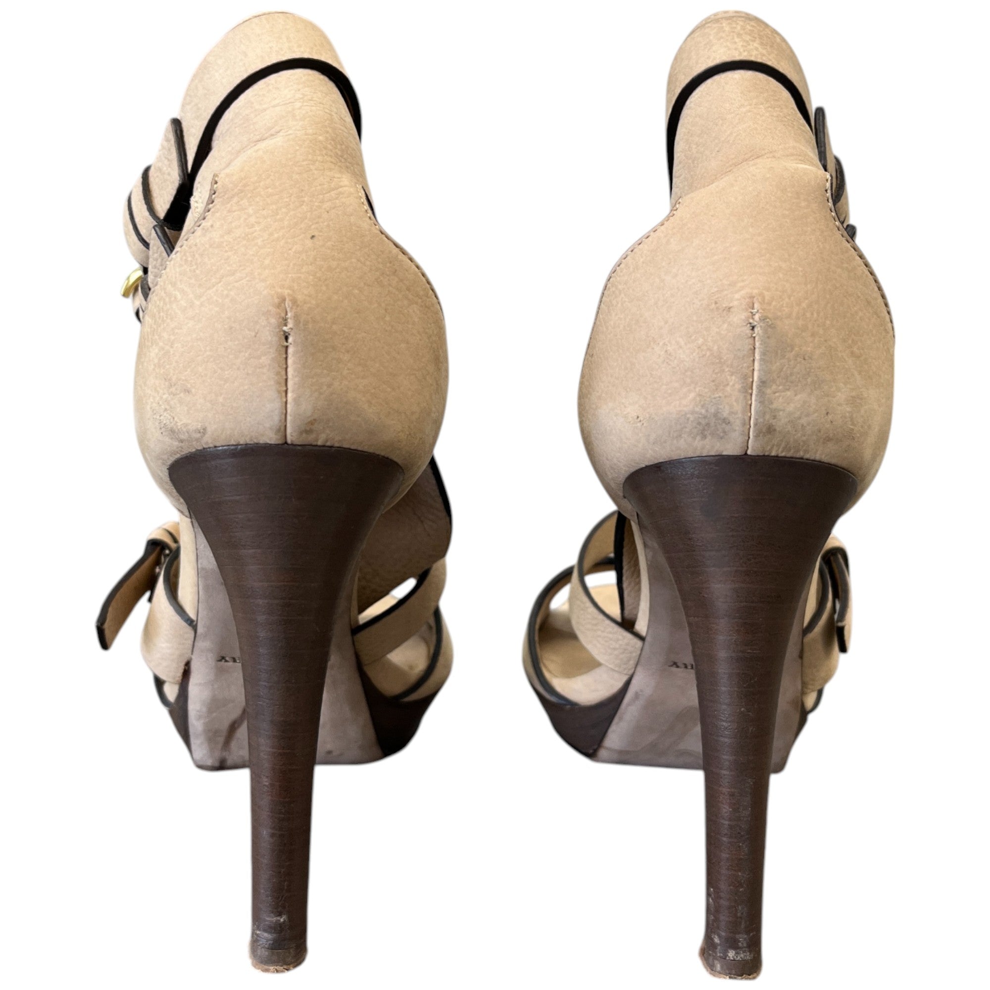 Women's Buckle Open Toe Heels Beige Size EU 41 / UK 8