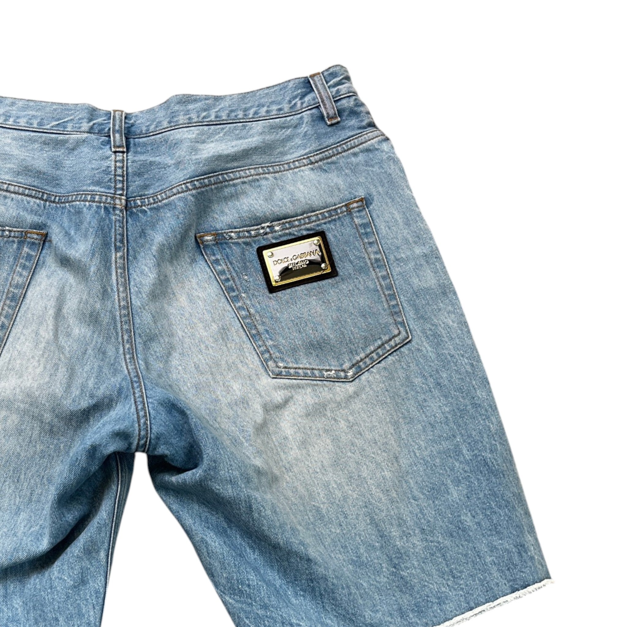 Men's Patch Embroidered Shorts Blue Size IT 48 / UK 32