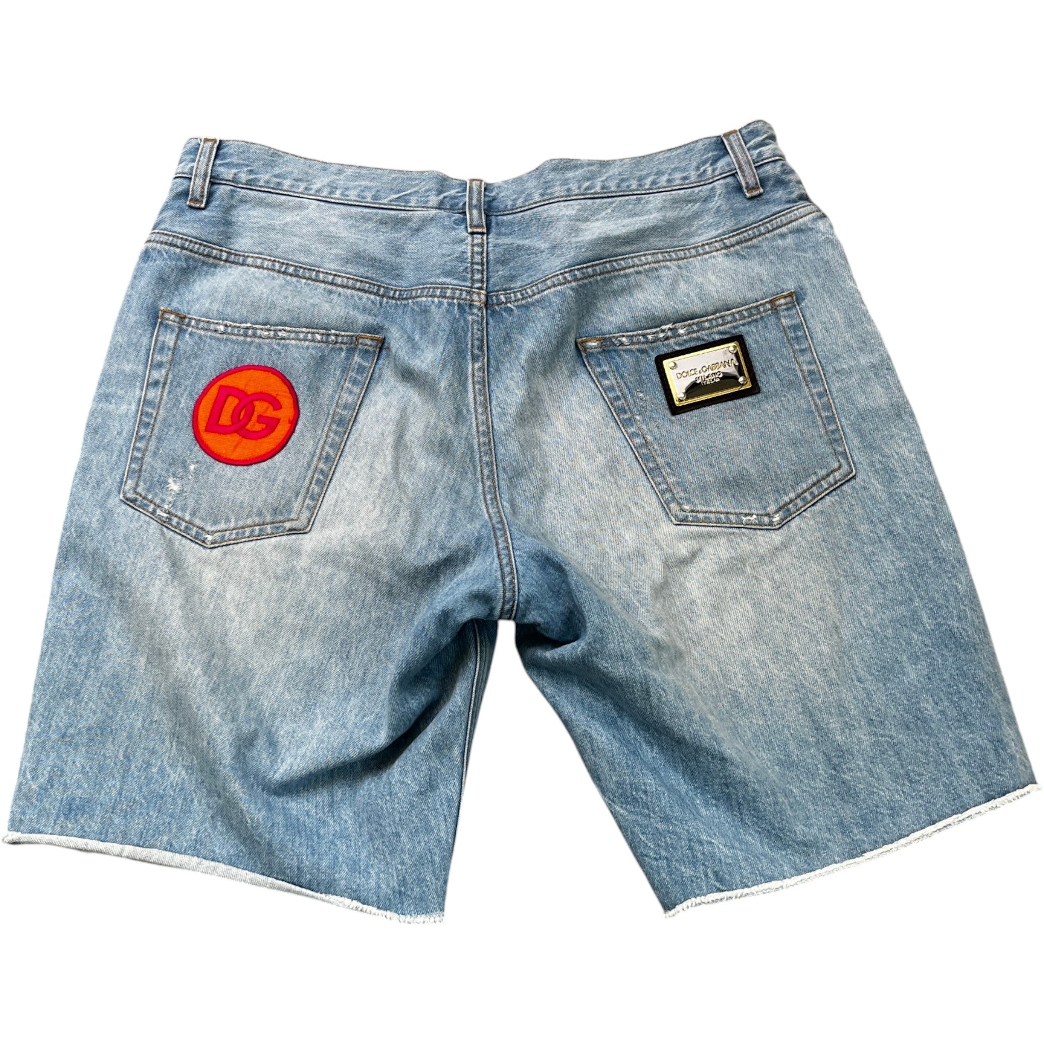 Men's Patch Embroidered Shorts Blue Size IT 48 / UK 32