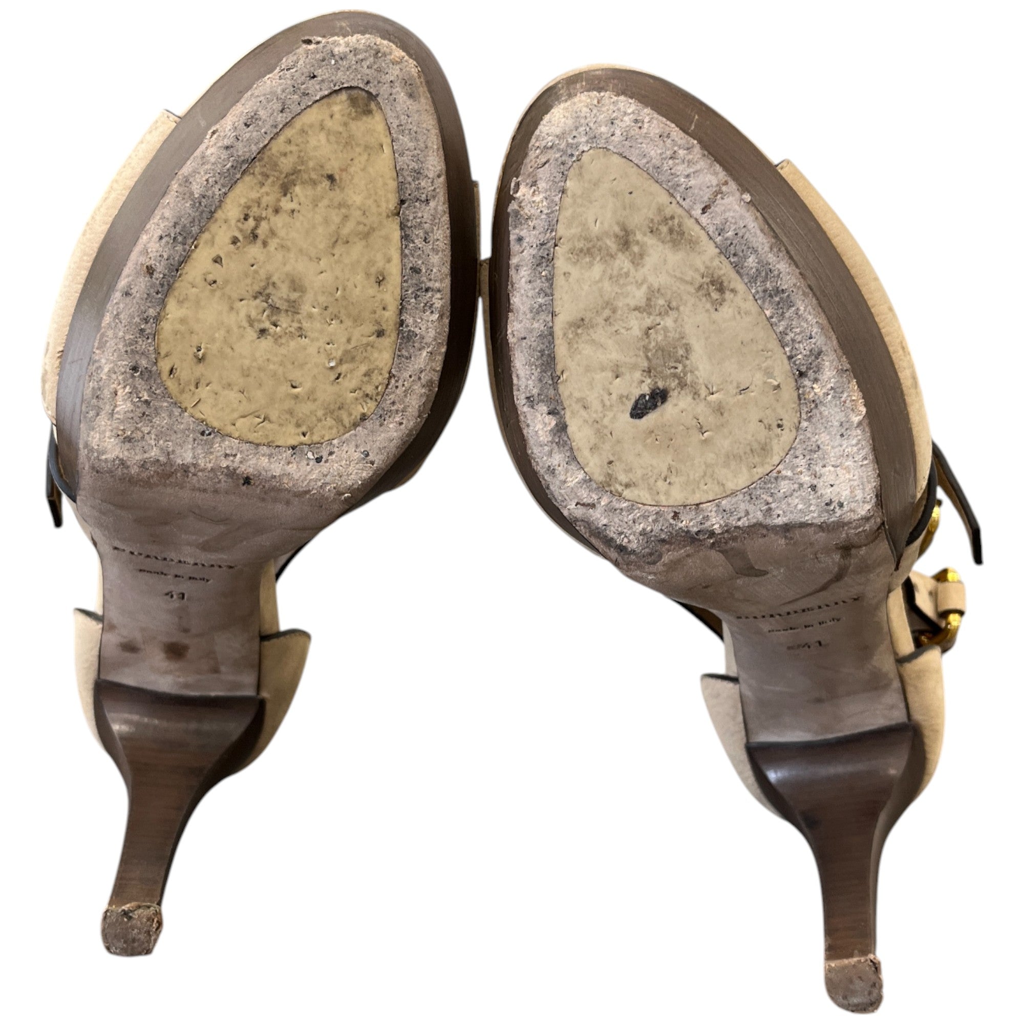 Women's Buckle Open Toe Heels Beige Size EU 41 / UK 8