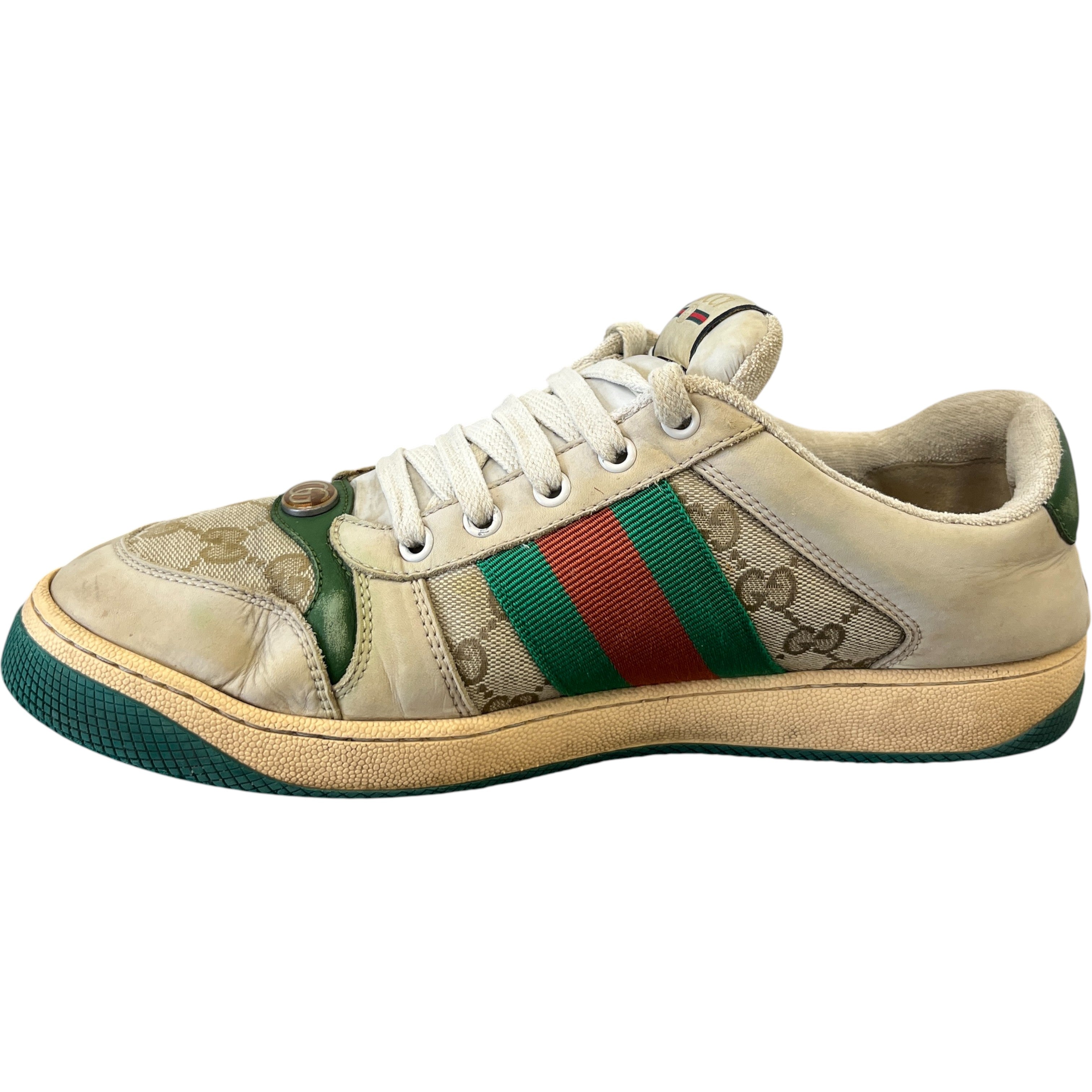 Men's Screener Distressed Low Trainers Green Size EU 42.5 / UK 8.5