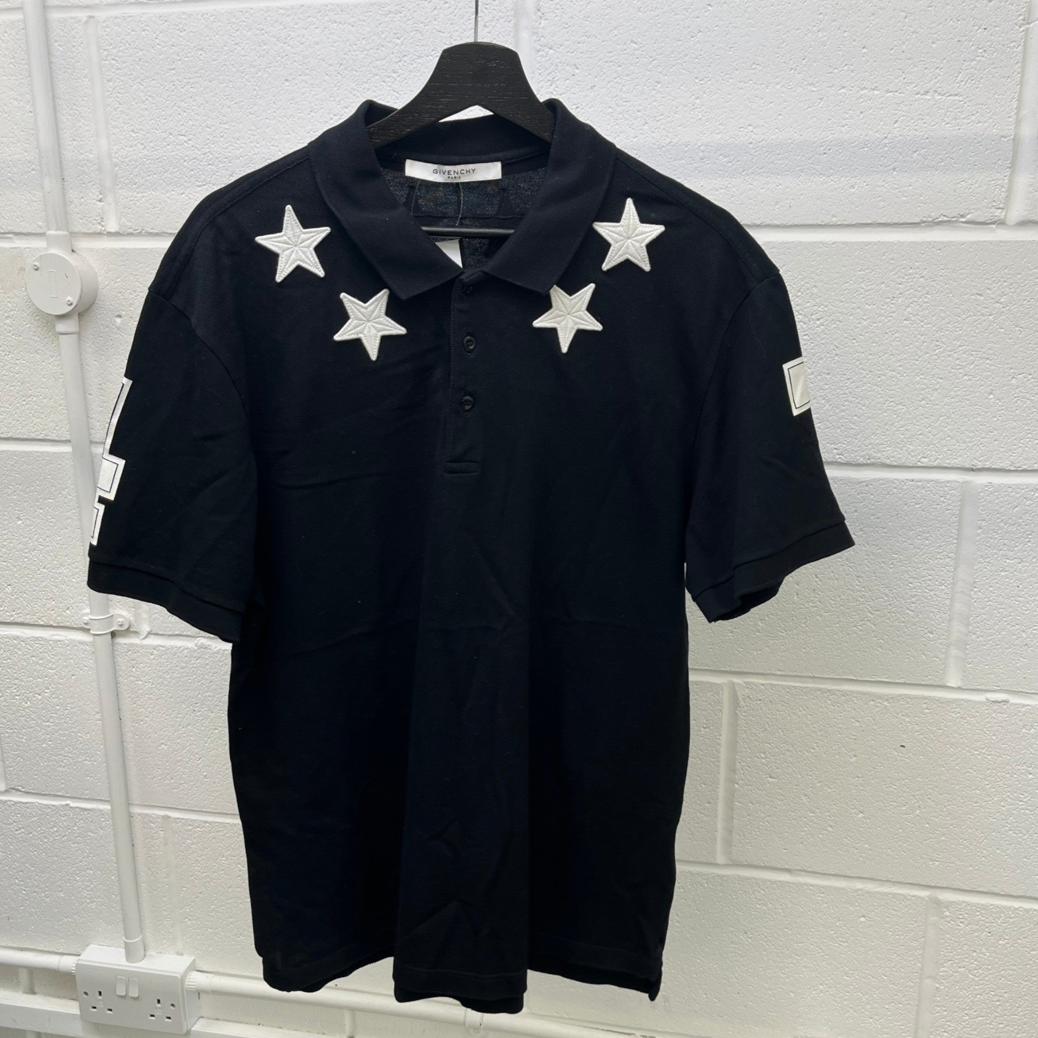 Men's Embroidered Logo Polo Shirt Black Size XXL